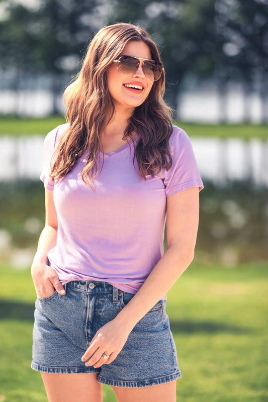 PREORDER: Jess Lea Basic Tee / Lavender(Ships End of March) - BFF Here