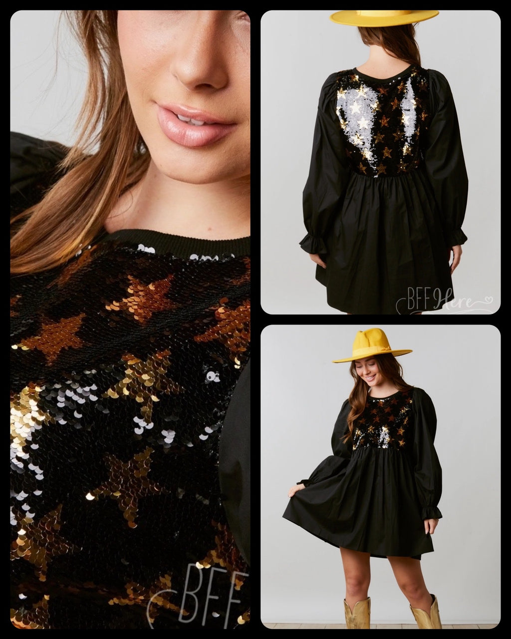 Stellar Elegance: Dazzling Star Sequin Cocktail Dress - BFF Here