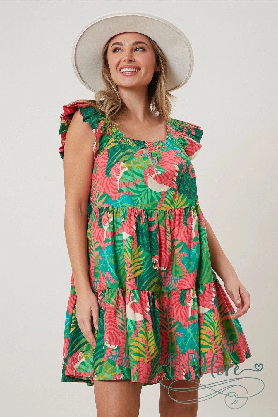 Jungle Majesty: Tropical Tiger Print Dress - BFF Here