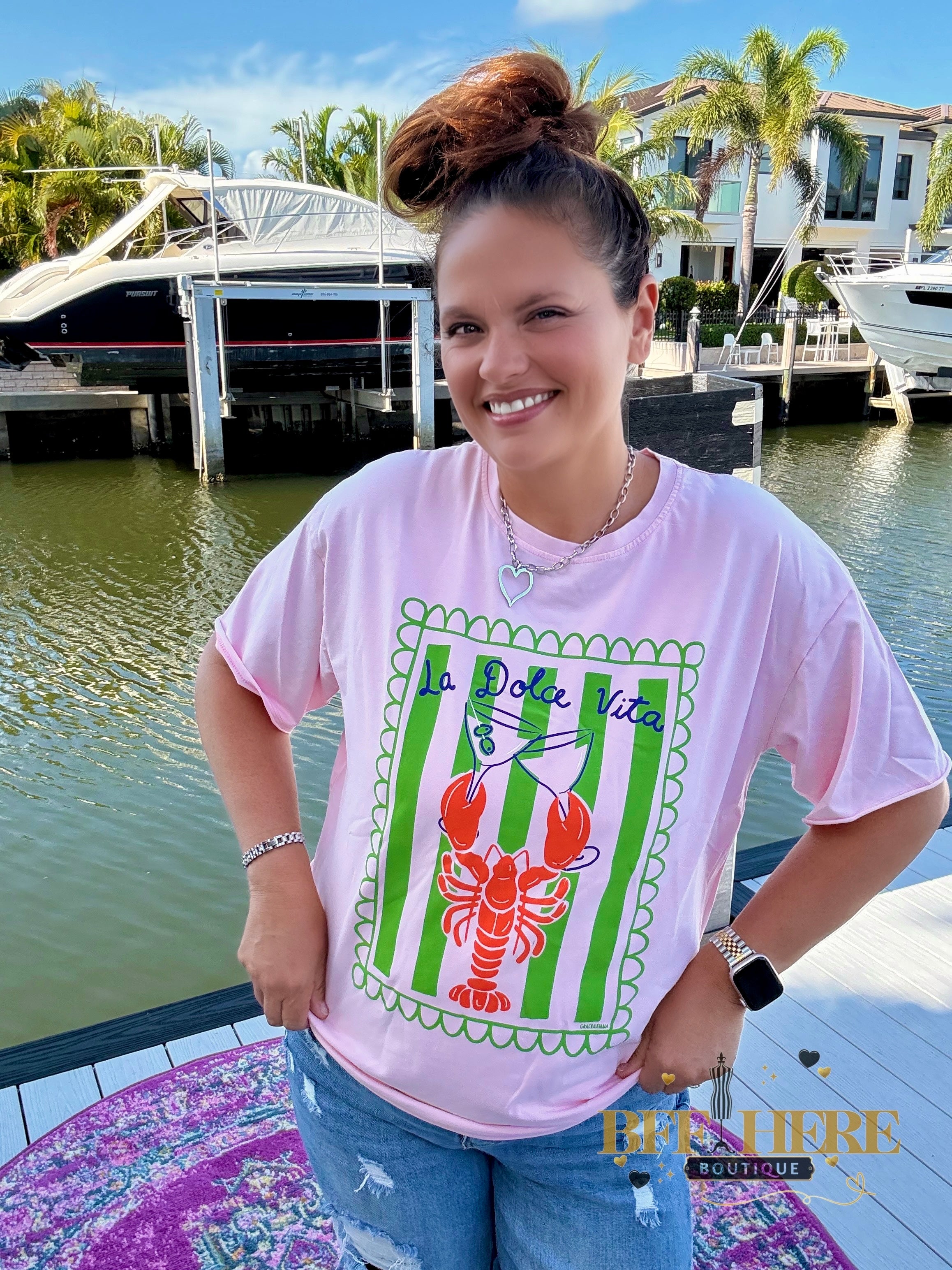 Dolce Vita on Pink Tee by Grace + Emma - BFF Here