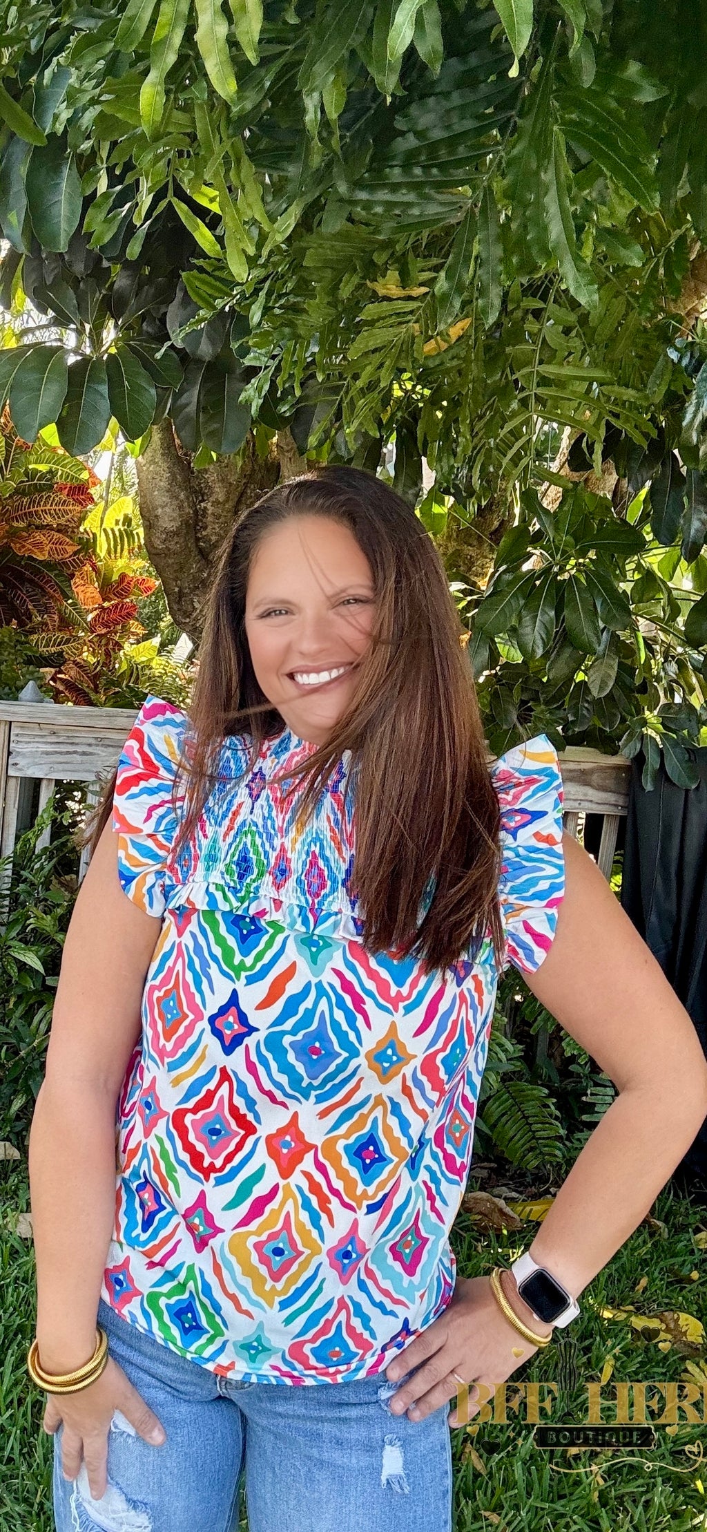 Color Splash Smocked Top - BFF Here