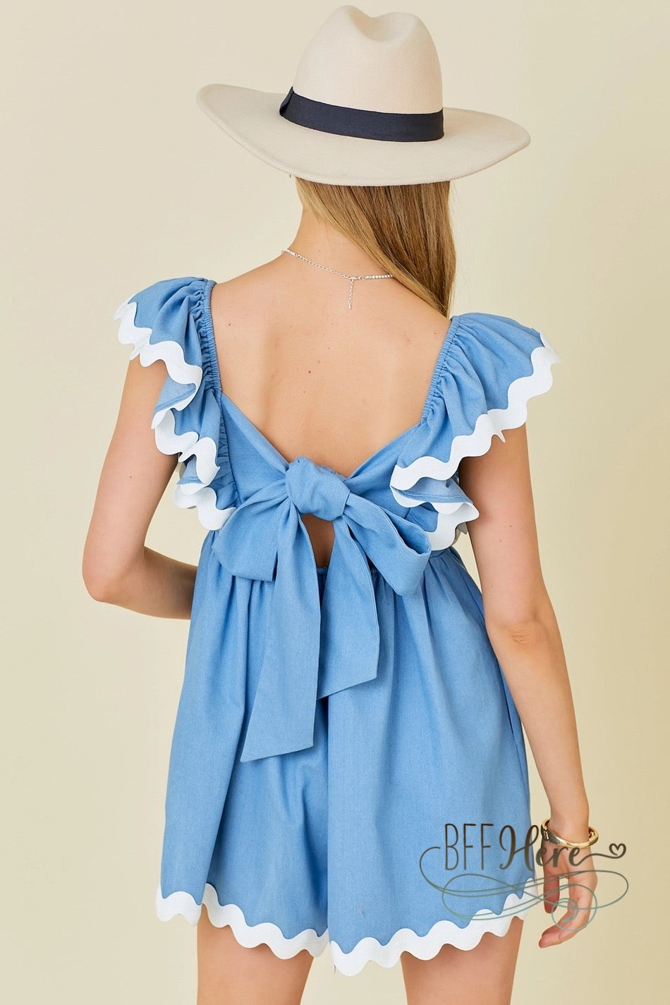 PREORDER: Blue Skies Ruffle Sleeve Romper (Ships Middle of July) - BFF Here