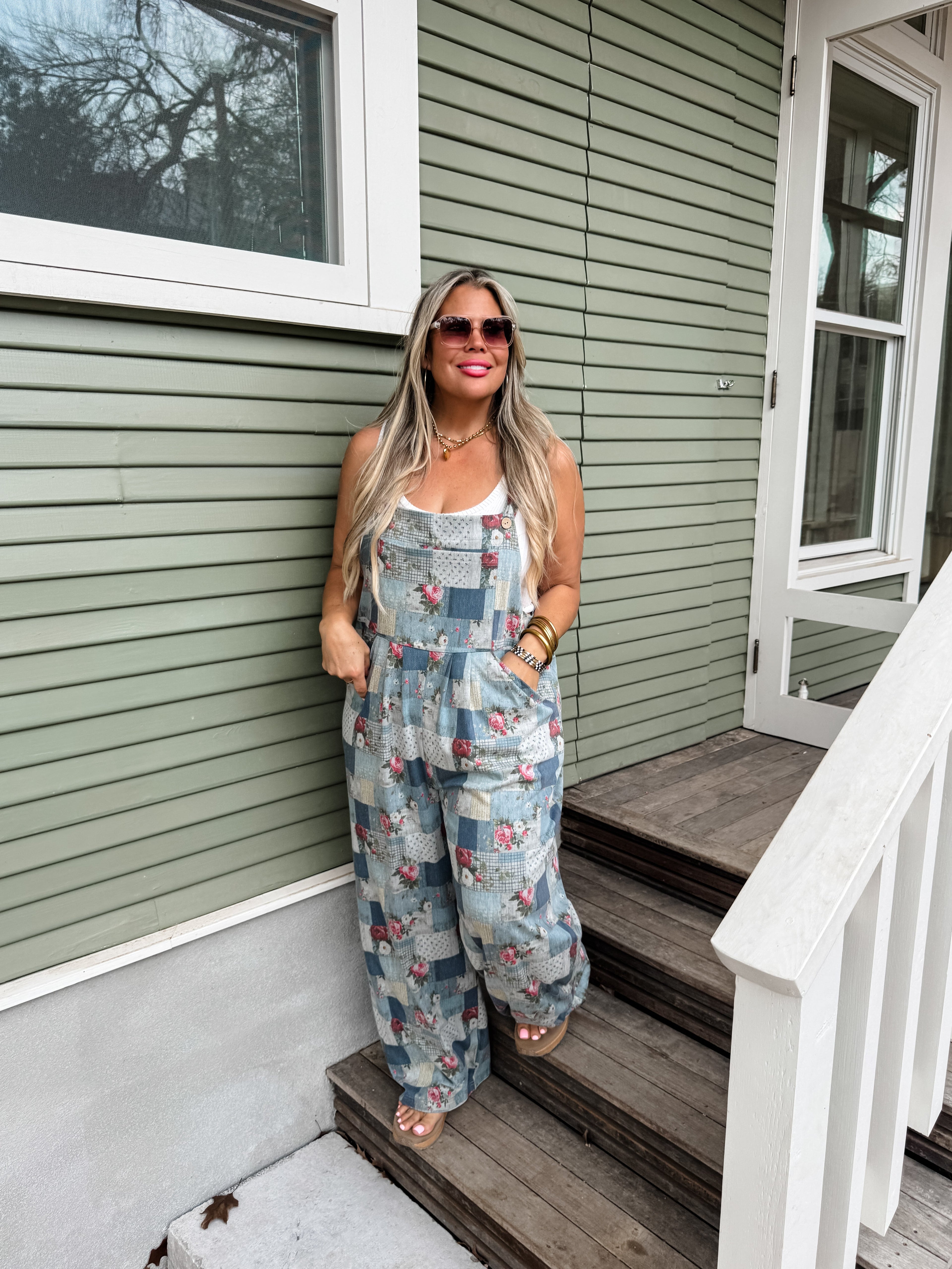 PREORDER- FLORAL GARDEN CASSIDY DENIM OVERALLS - BFF Here