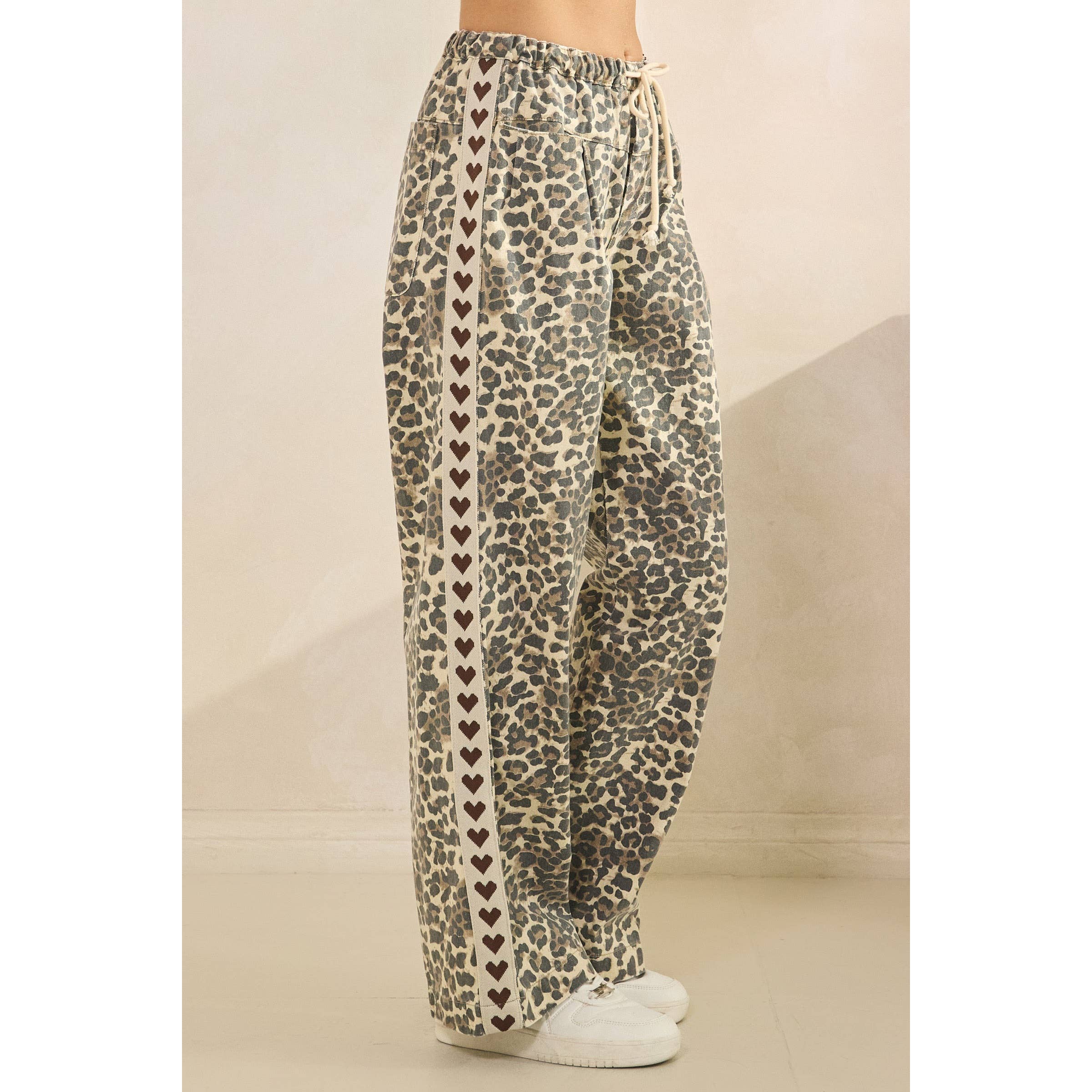Leopard Printed Striped Wide Legged Pants - BFF Here