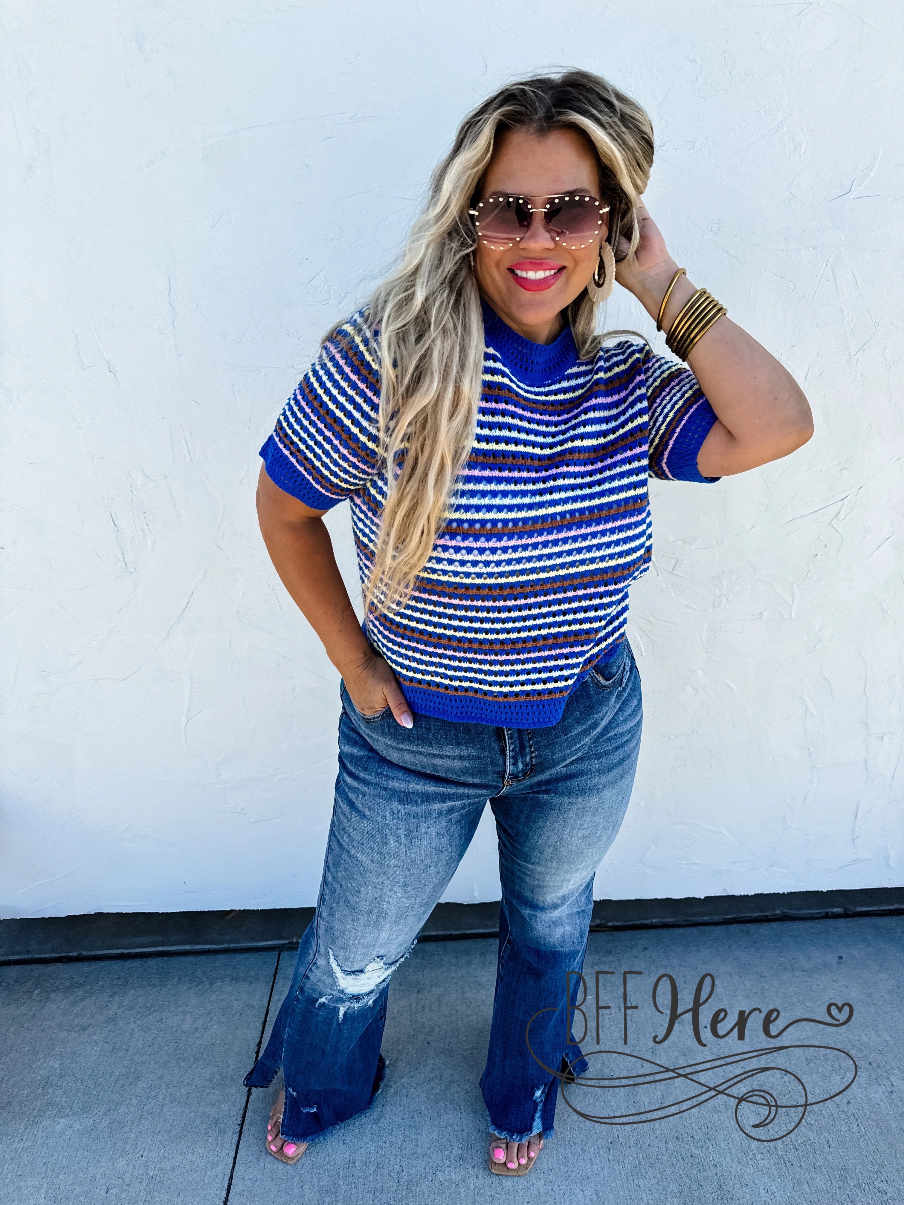 PREORDER: Striped Serenity: Soft Knit Top / Choice of Color by Blakeley (Ships Middle of April) - BFF Here