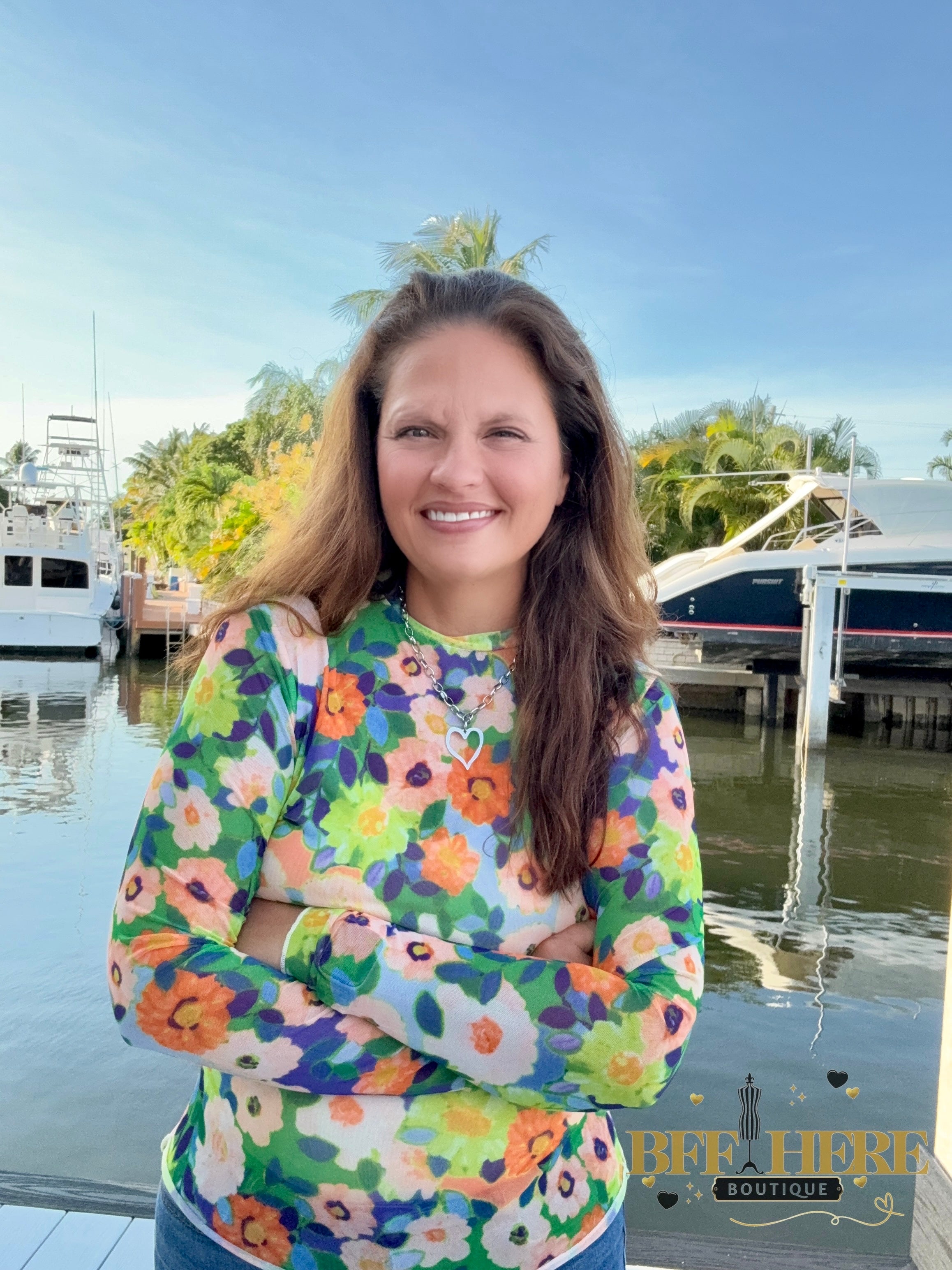 Bloom Brightly Floral Mesh Top - BFF Here