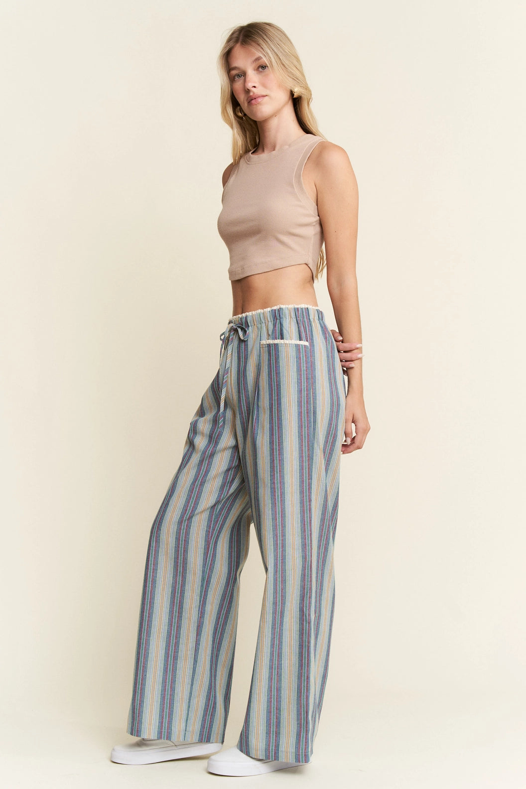 Eclectic Stripe Linen Pants by Jade by Jane - BFF Here