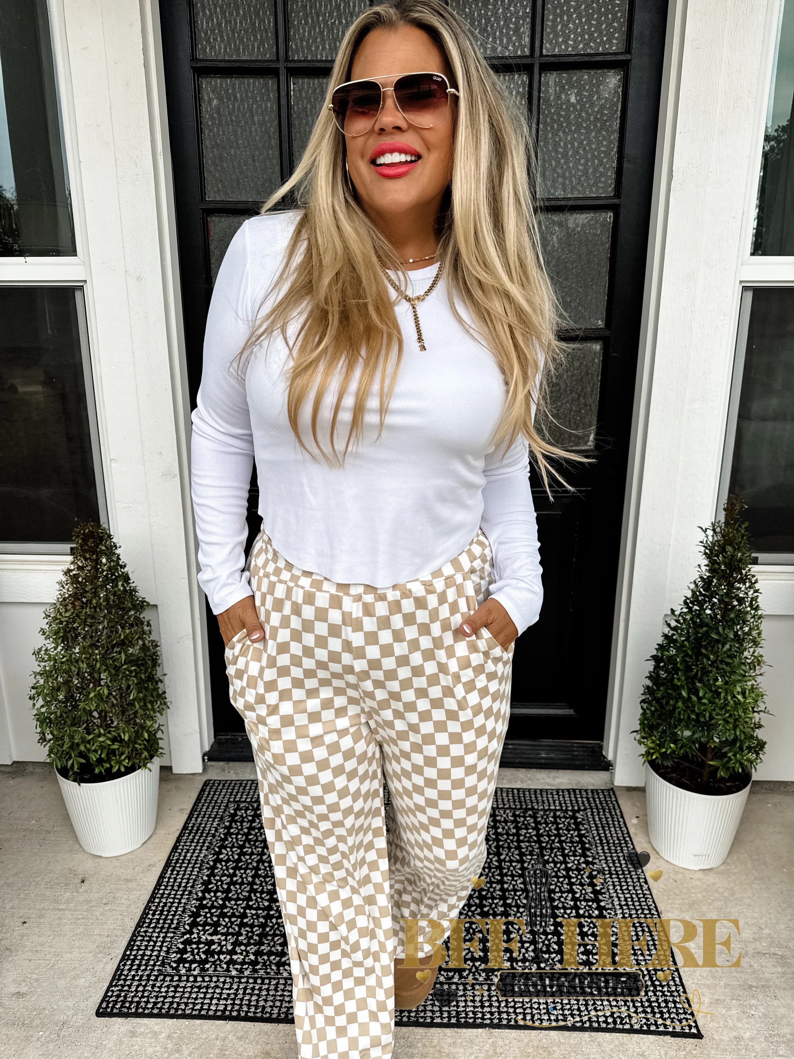 Bold Block Checker Pants by Blakeley - BFF Here