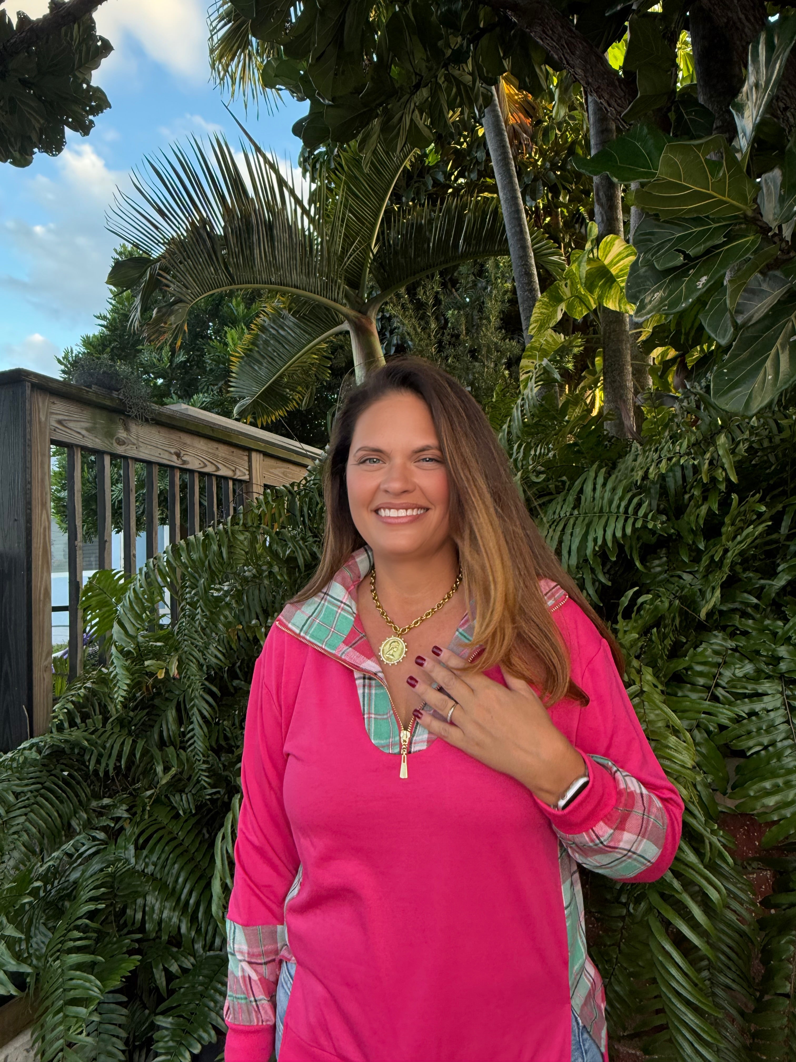 Juniper Plaid Pullover by Jess Lea / Pink - BFF Here