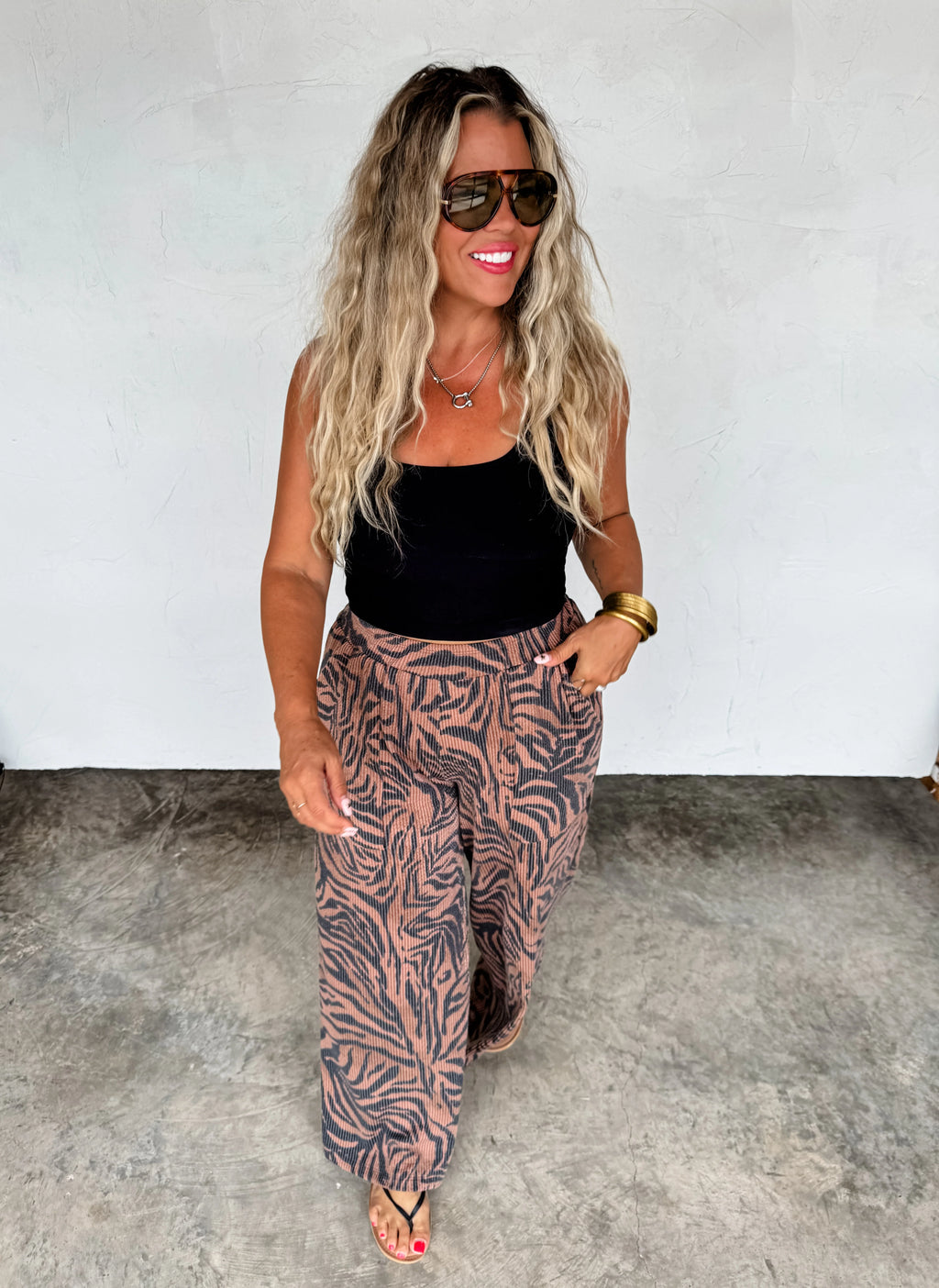 PREORDER: Haddie Zebra Wide Leg Pants by Blakeley (ETA: Beginning of November) - BFF Here