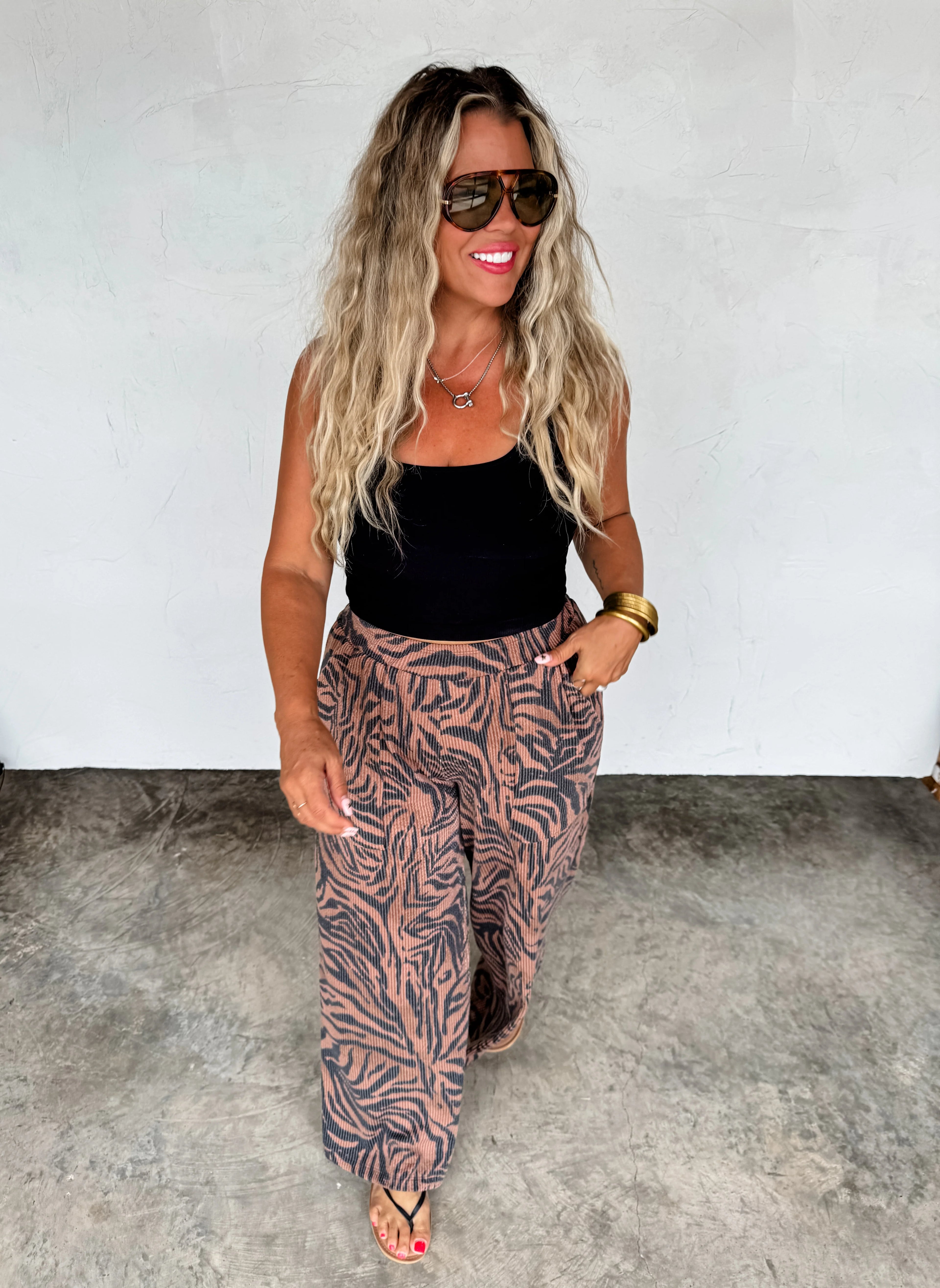 PREORDER: Haddie Zebra Wide Leg Pants by Blakeley (ETA: Beginning of November) - BFF Here