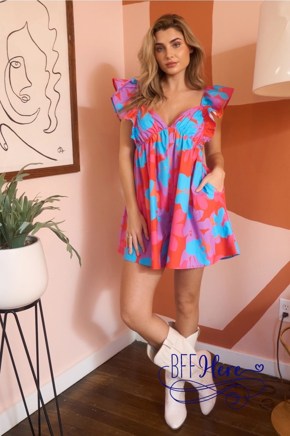 PREORDER: Garden Party Chic: Floral Ruffle Romper (Ships End of March ) - BFF Here