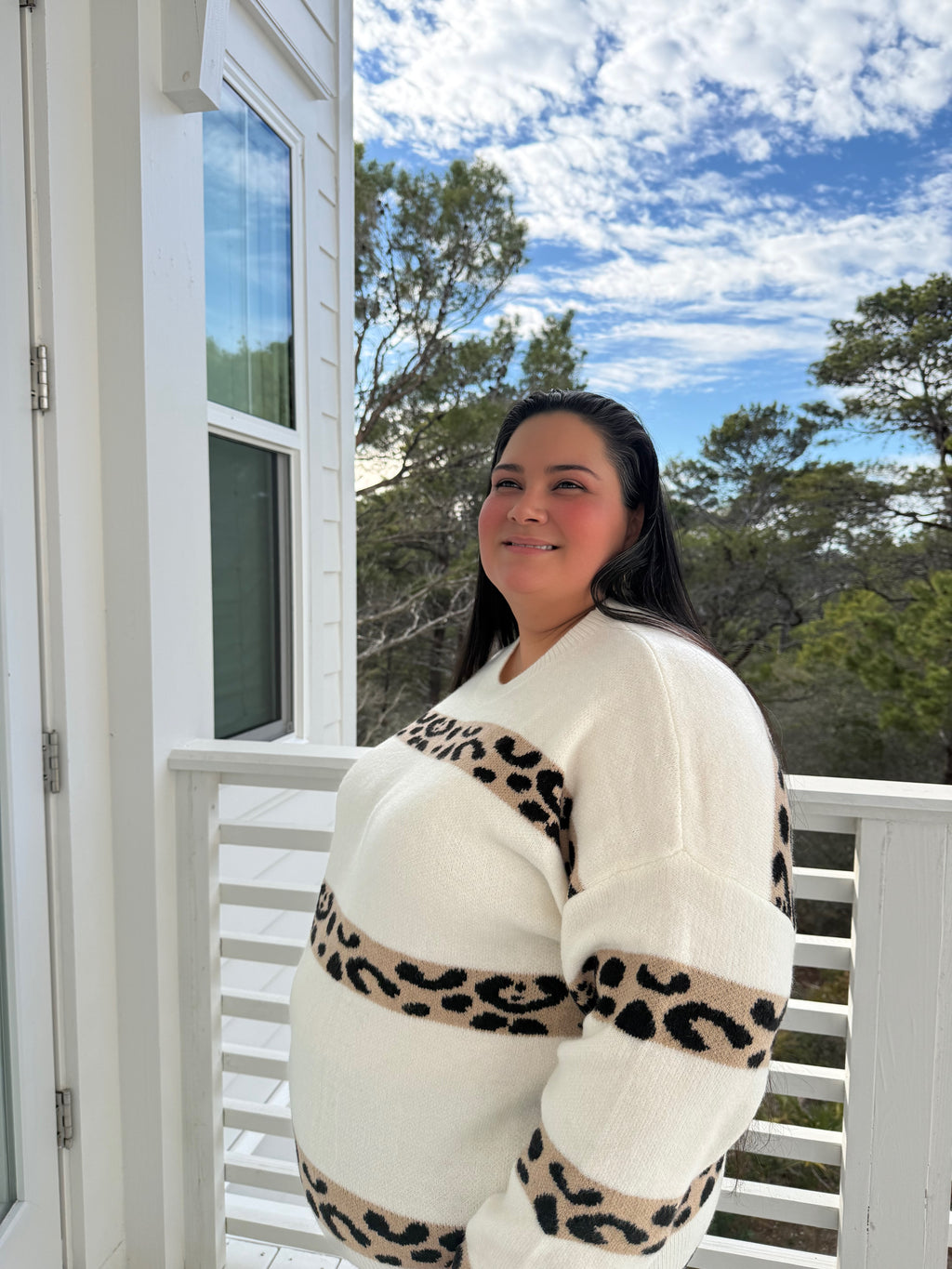 Relaxed Fit Leopard Stripe Knit Sweater by Sew In Love (Ships 2-3 weeks) - BFF Here