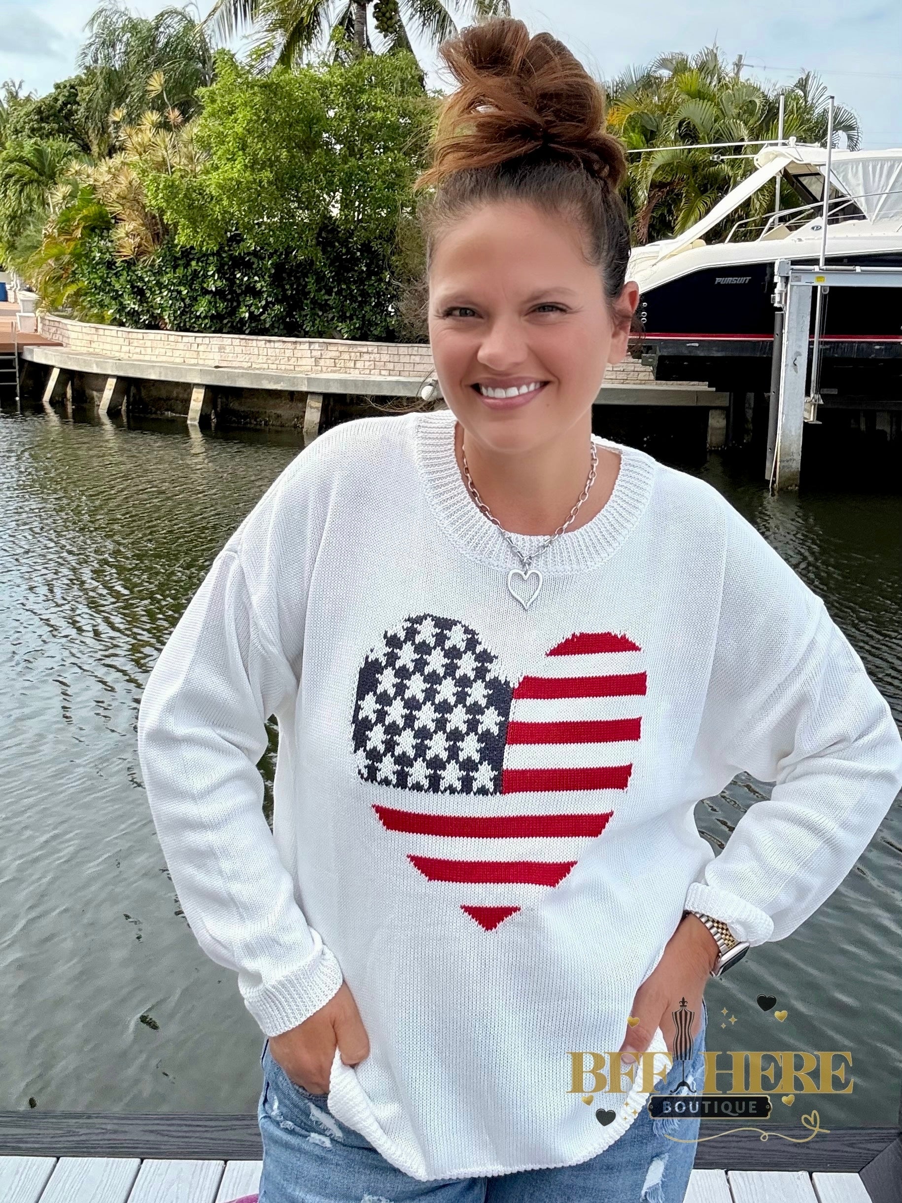 American Flag Heart Sweater by Jess Lea - BFF Here