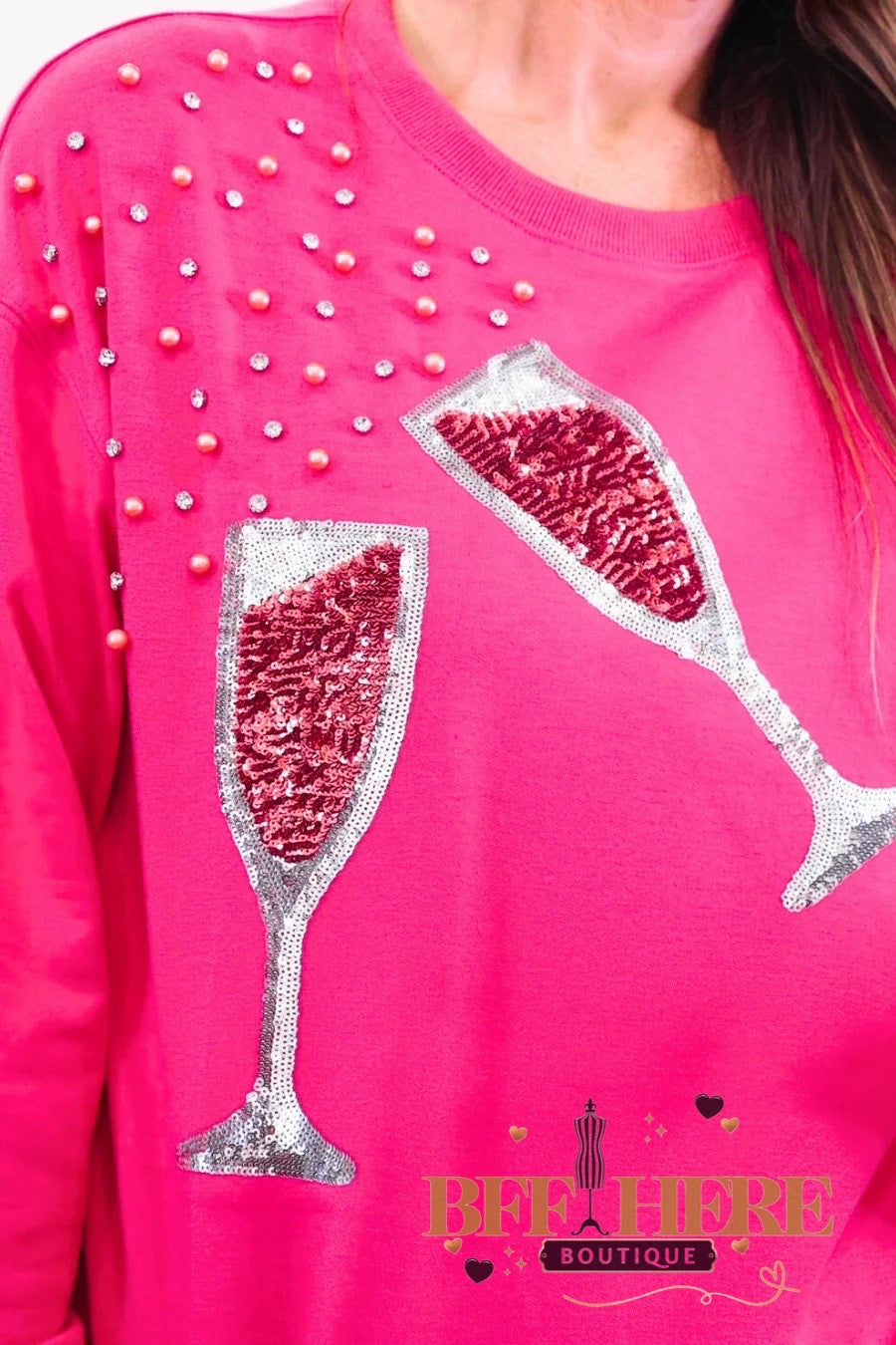 PREORDER: Pop The Champagne Sequin Top by Jess Lea / Hot Pink (ETA beginning of December )