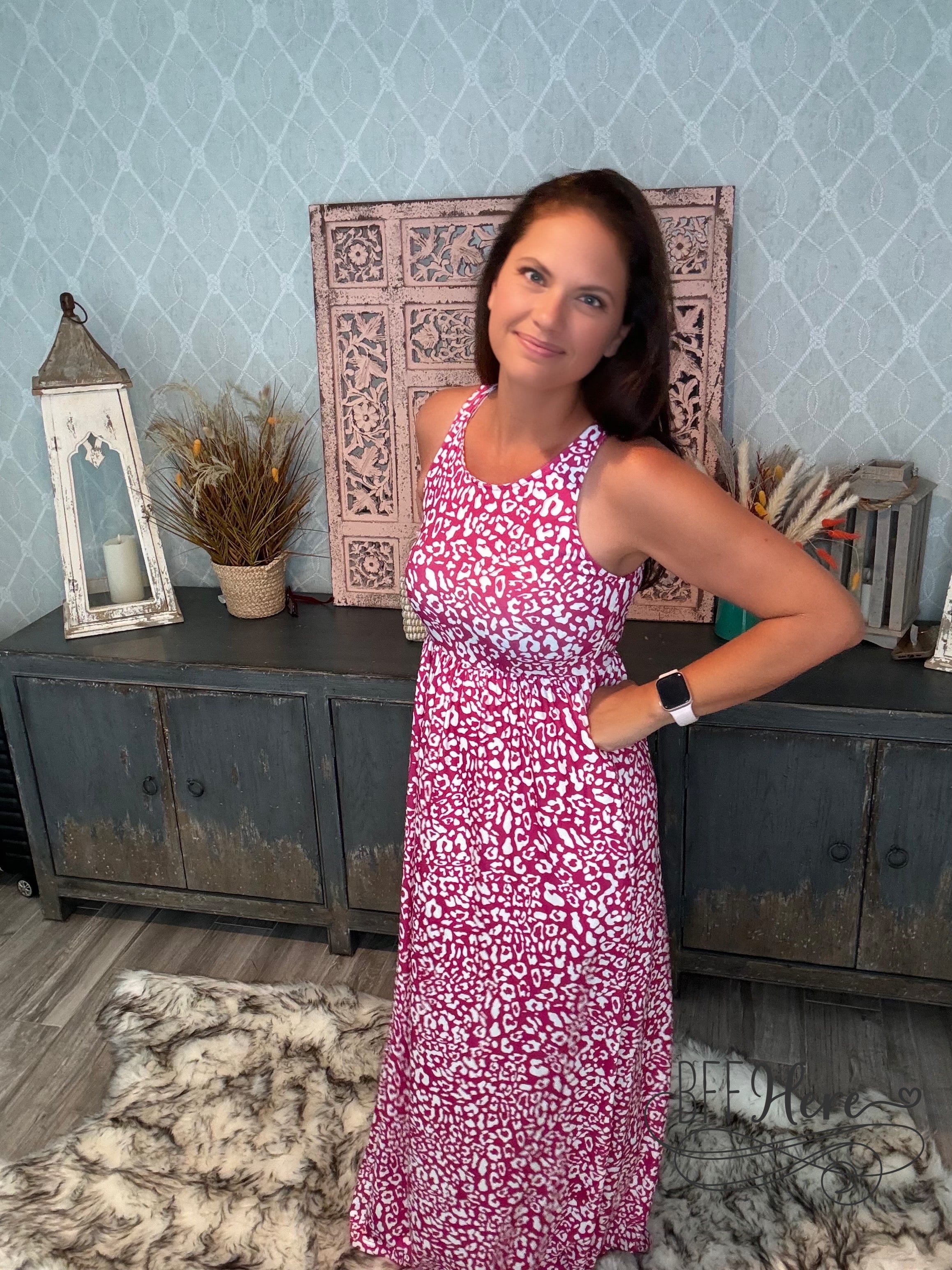 Wild Berry Whirl: Pink Leopard Print Summer Dress - BFF Here