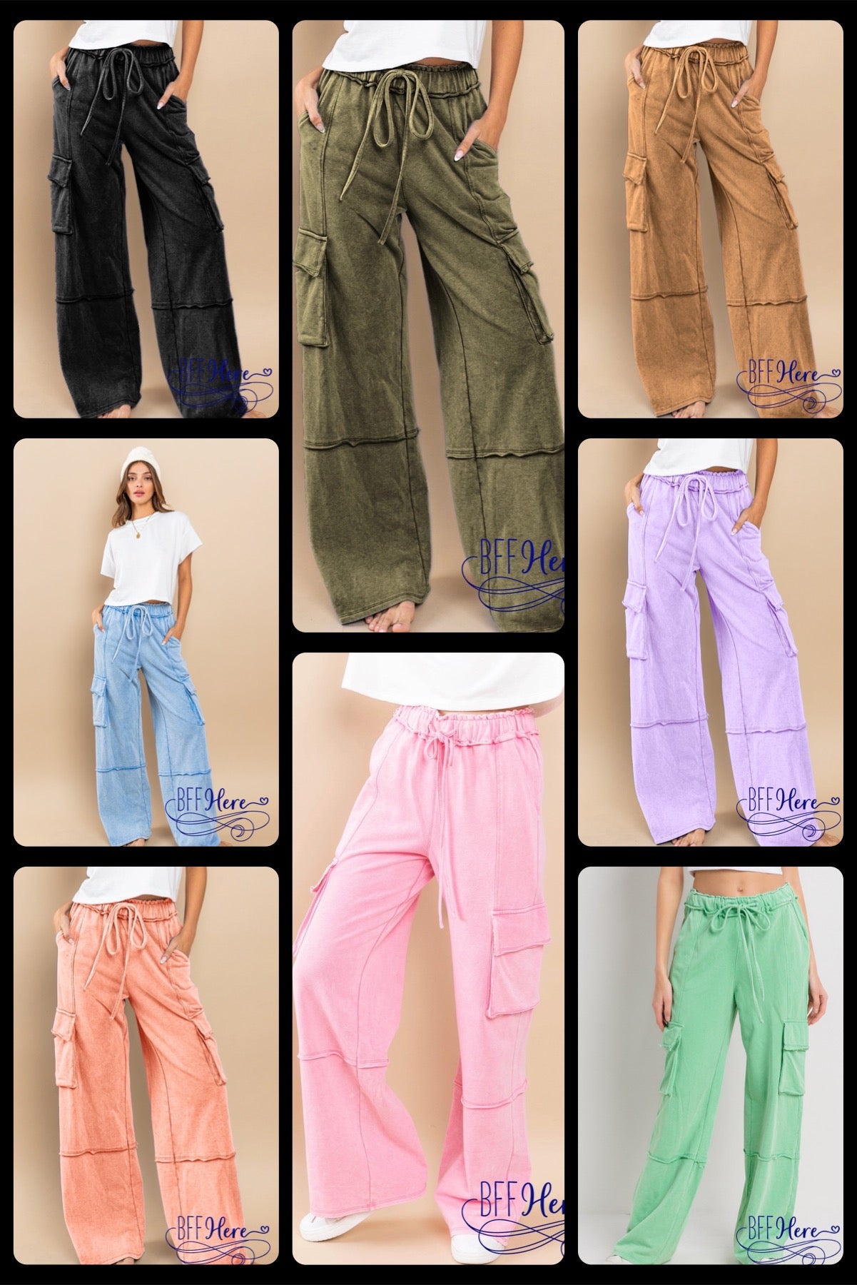 PREORDER: Rock the Rocks: Comfy Mineral-Washed French Terry Cargos / Choice of Color (Ships End of April ) - BFF Here