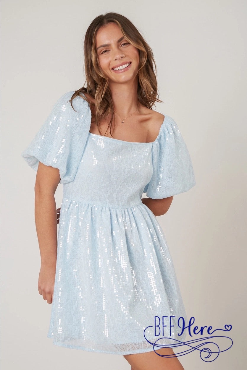 Glitz & Twirl: Sparkling Sequin Skater Dress - BFF Here