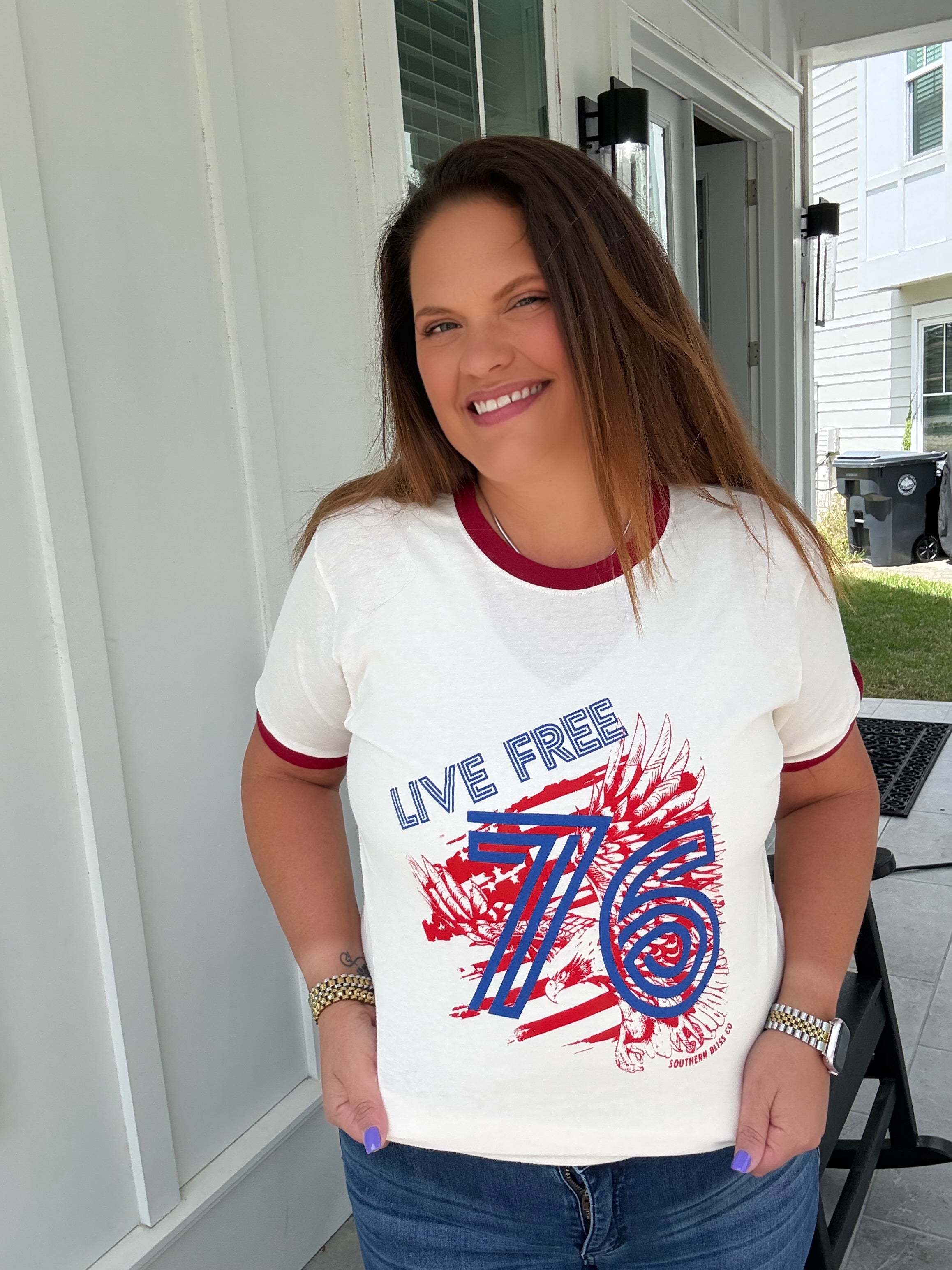 Live Free 1776 Ringer Tee by Southern Bliss (ARRAY) — Ships 2-3 weeks - BFF Here