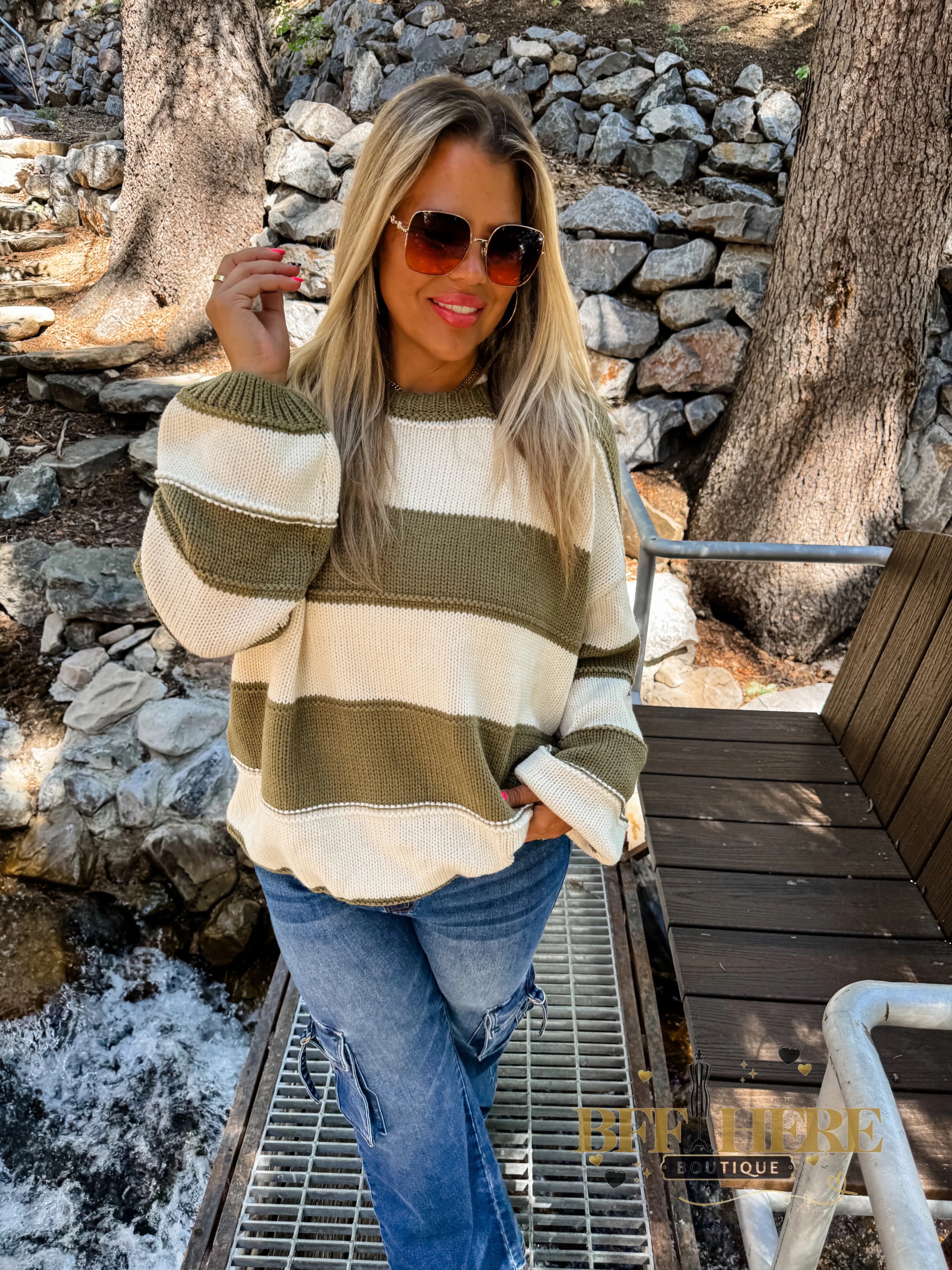 Kadie Stripe Knit Sweater / Choice Of Color by Blakeley - BFF Here