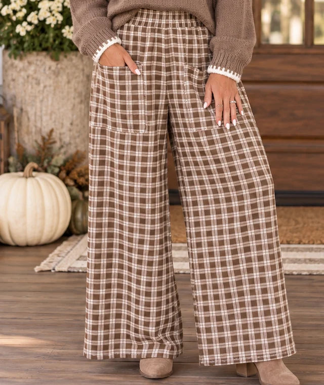 PREORDER: Autumn Affair Plaid Wide Leg Pants (ETA: November)