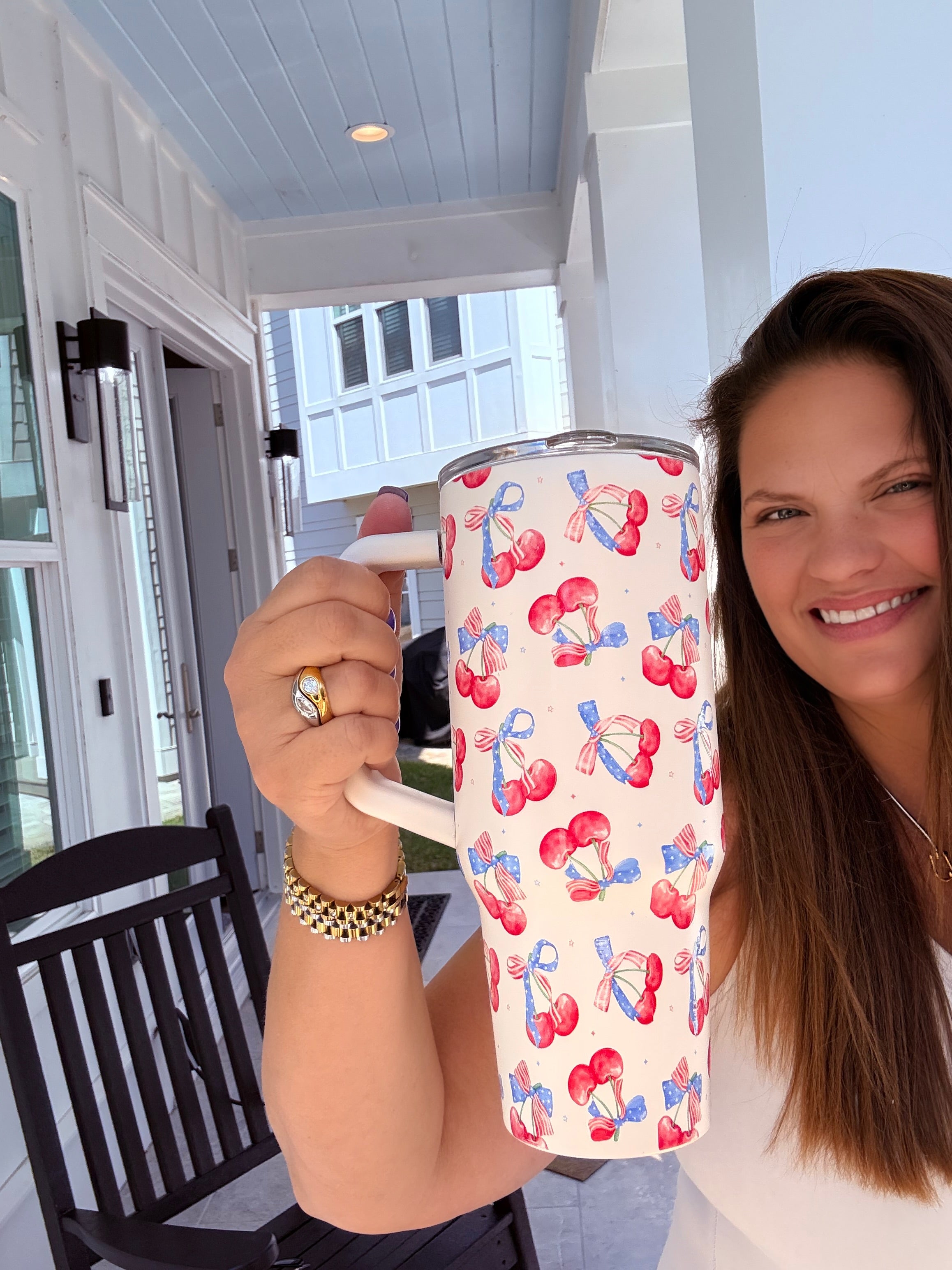 Cherries Americana Bow 40oz Tumbler by Judson & Co. (ARRAY) — Ships 2-3 weeks - BFF Here