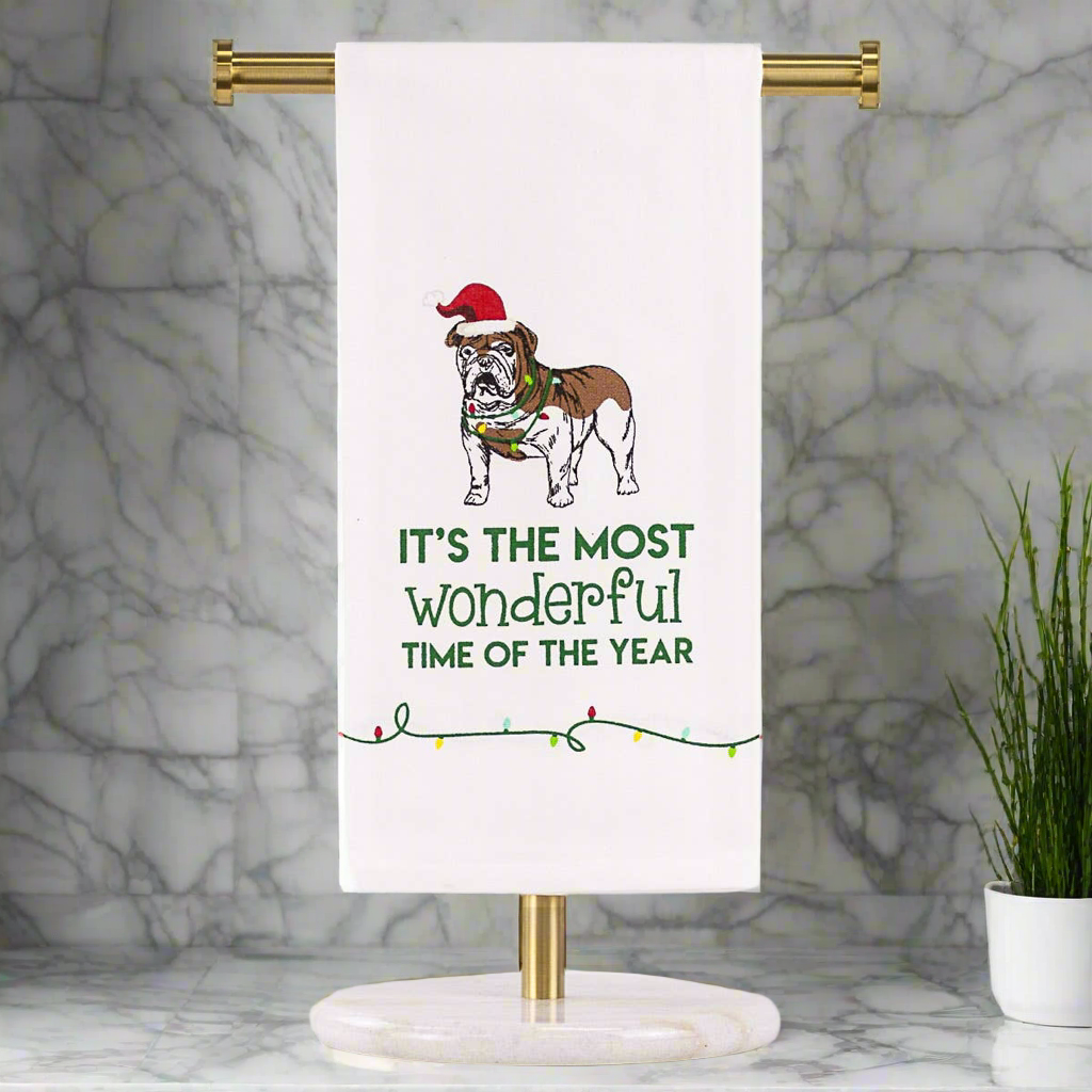 Wonderful Christmas Hand Towel / Bulldog