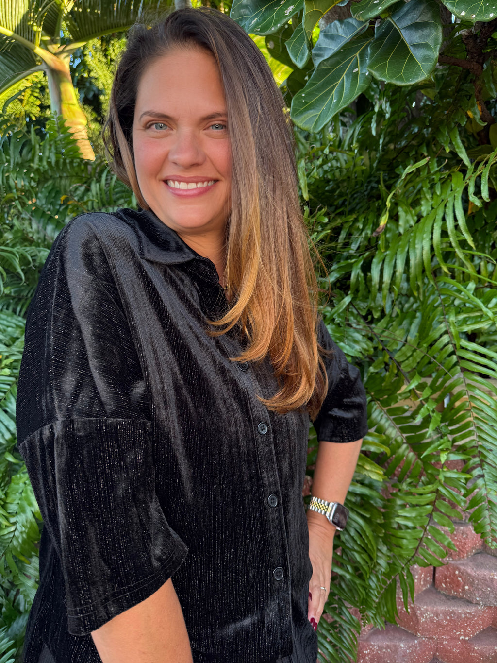 Prim Button Up Velvet Top by Jess Lea / Black - BFF Here