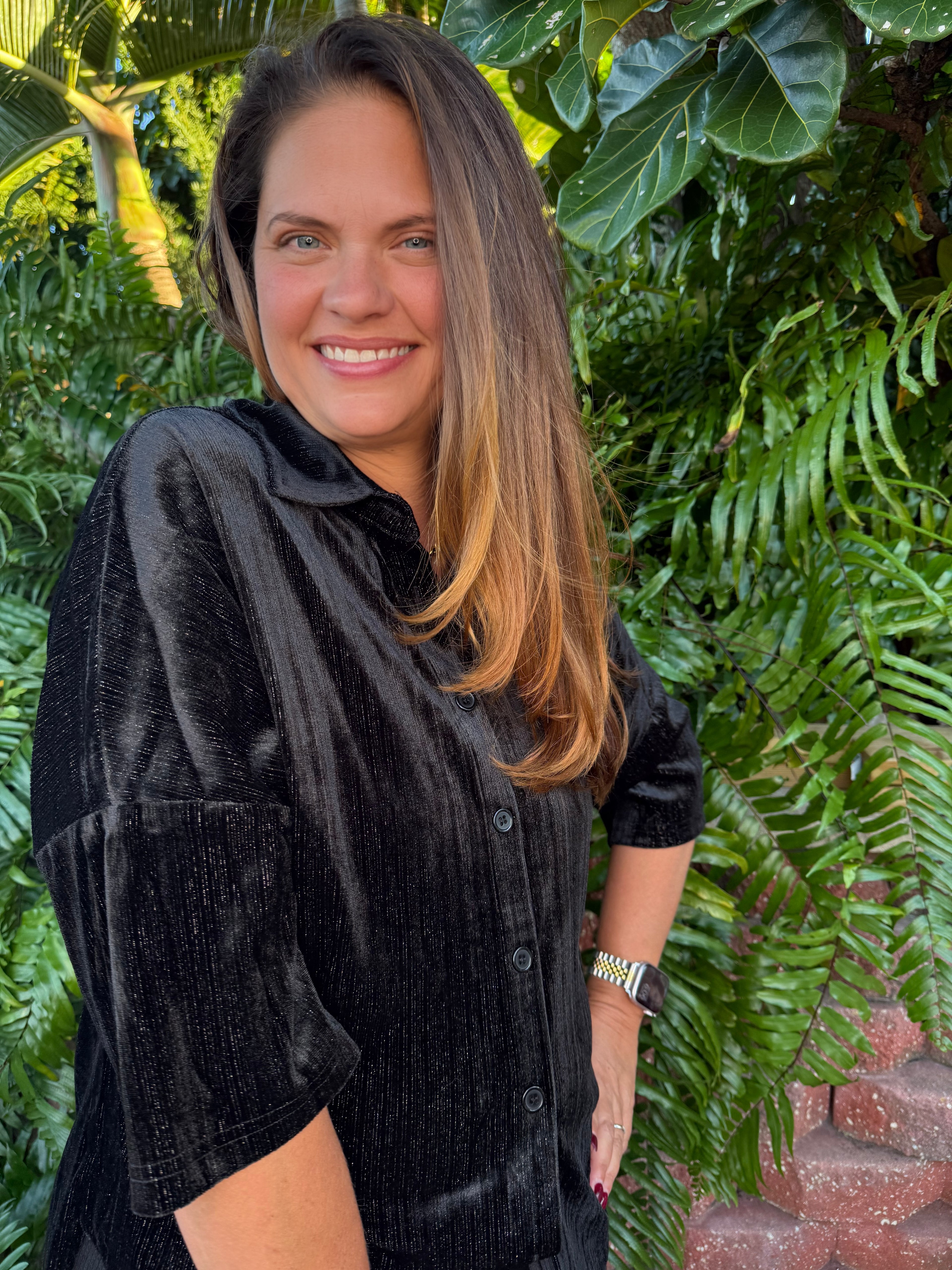 Prim Button Up Velvet Top by Jess Lea / Black - BFF Here