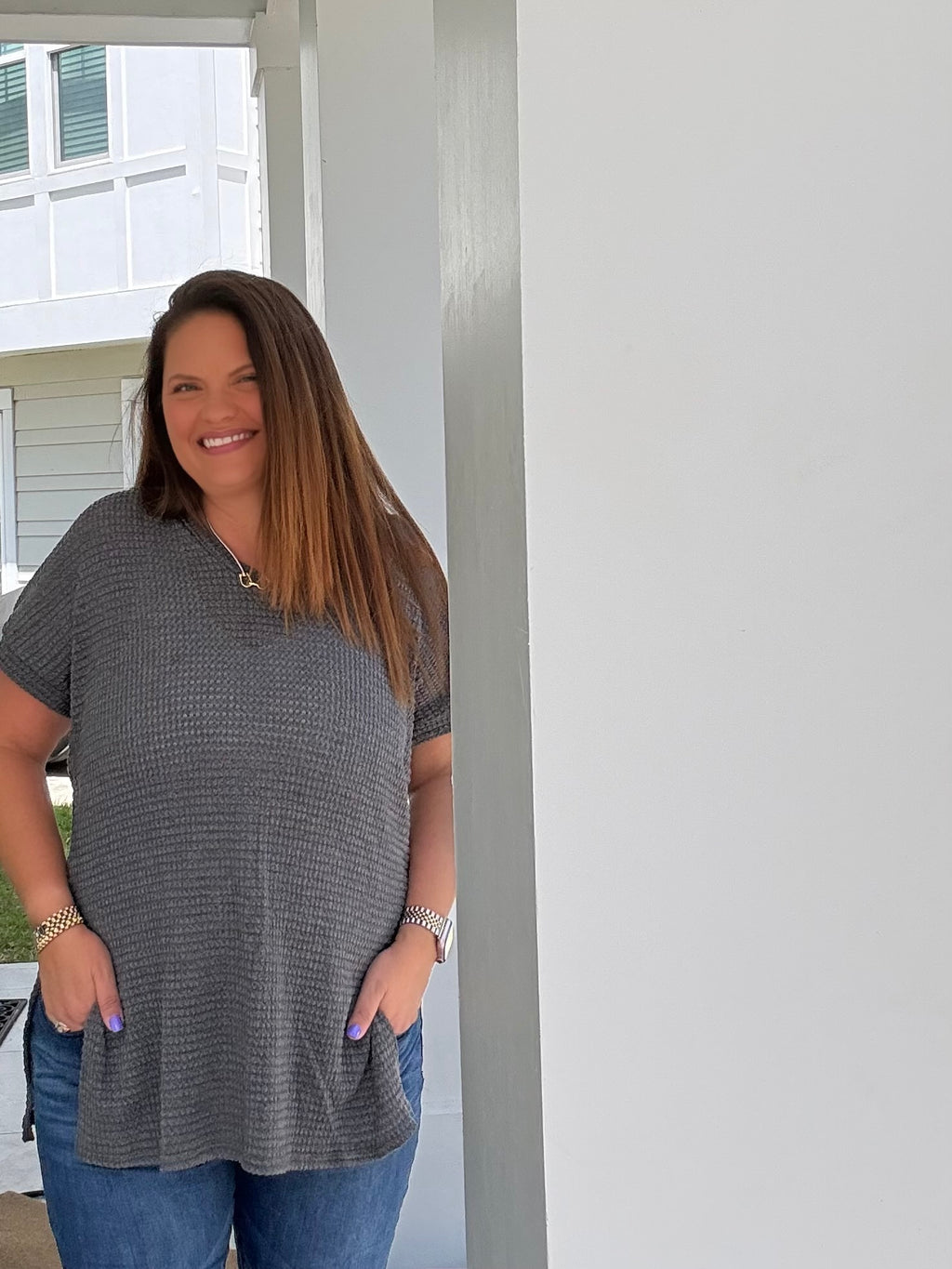 Charcoal V-Neck Tunic by HeimishUSA (ARRAY) — Ships 2-3 weeks - BFF Here