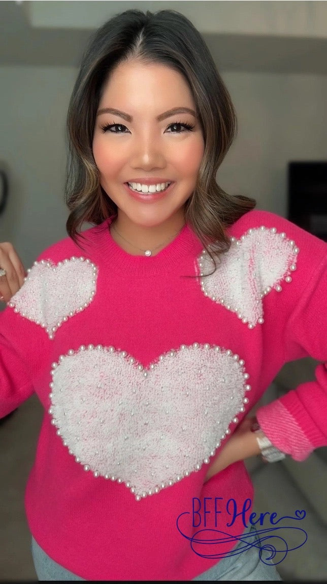 Radiant Romance: Pearl Heart Sweater - BFF Here
