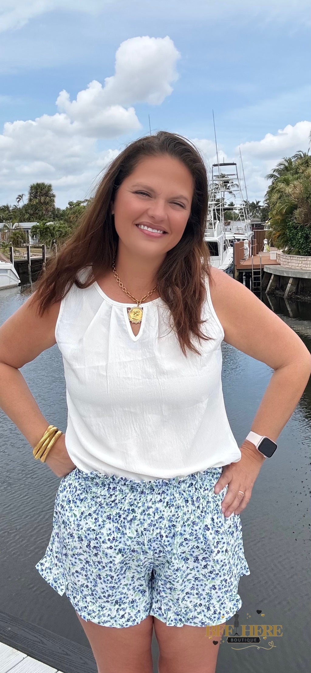 Sunny Strolls High Waisted Shorts / Blue Floral by Jess Lea - BFF Here