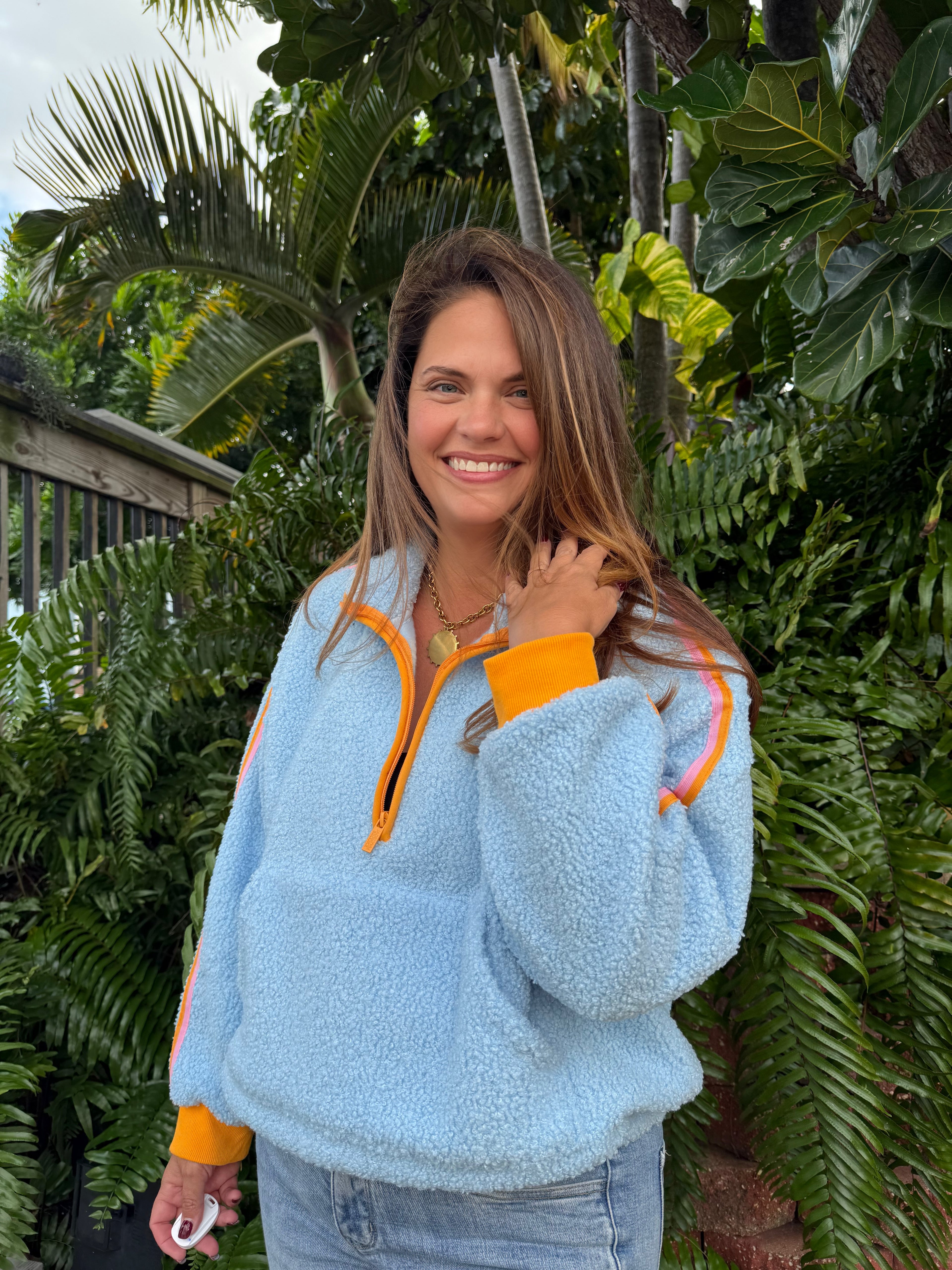 Around the Clock Teddy Quarter Zip Pullover by Jadelynn Brooke / Seaside Blue - BFF Here