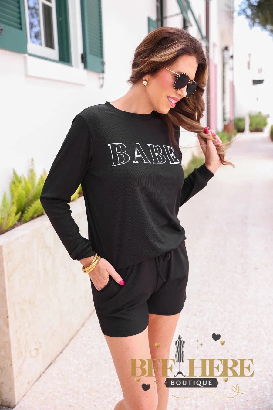 Babe Embroidered Ribbed Set by Jess Lea - BFF Here