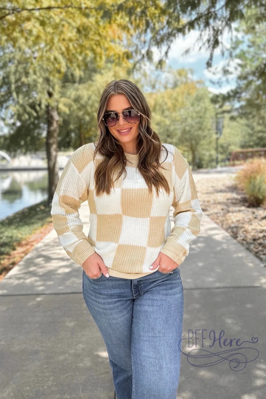 Check Yes Checkered Sweater - BFF Here