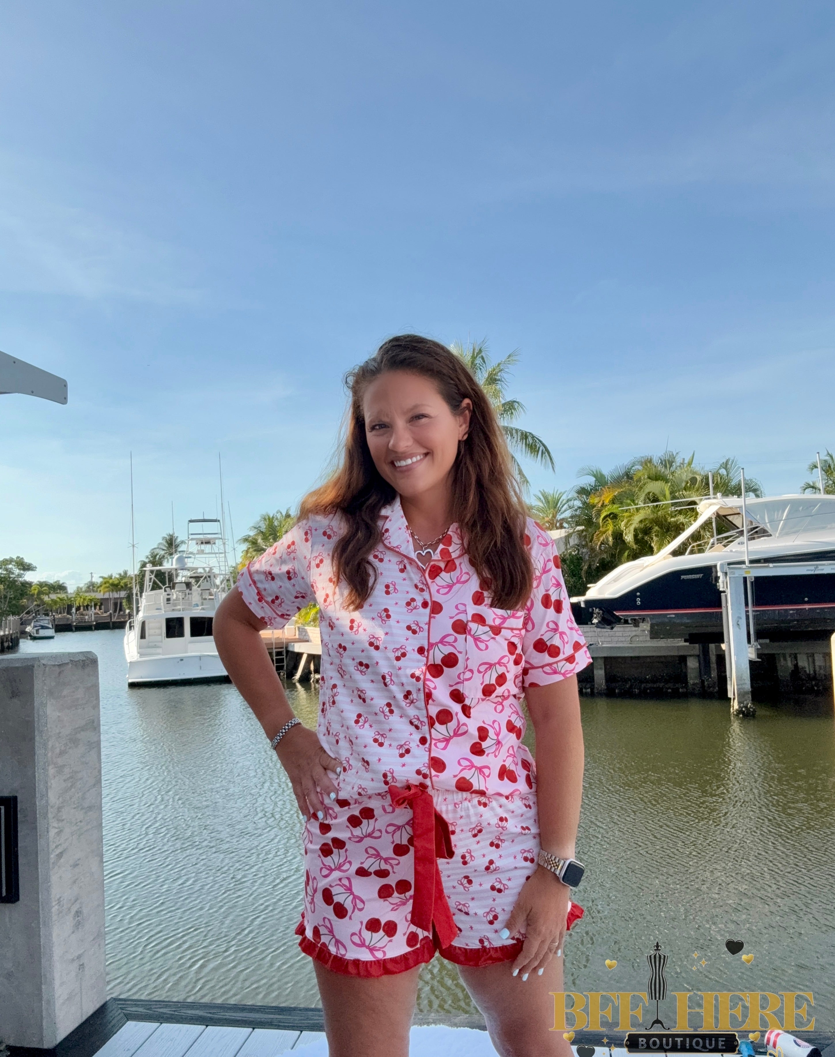 Cherry Bomb Ruffle Pajama Set by Jess Lea - BFF Here