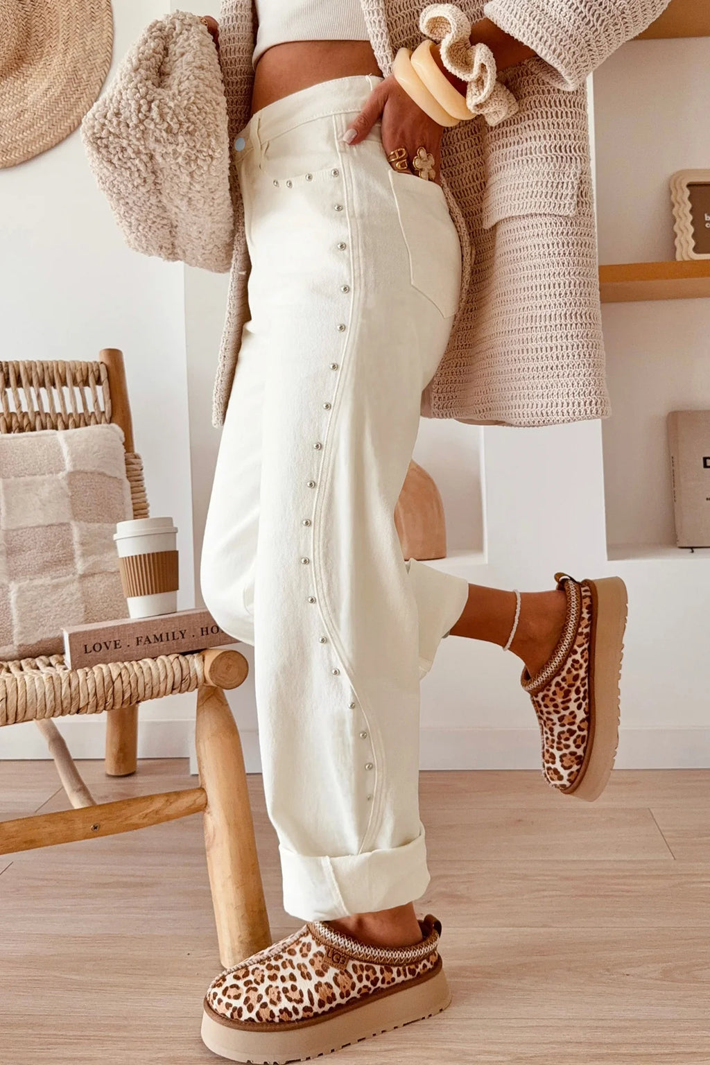 PREORDER: Rivet Detail Ankle Wide Leg Jeans (ETA: August )
