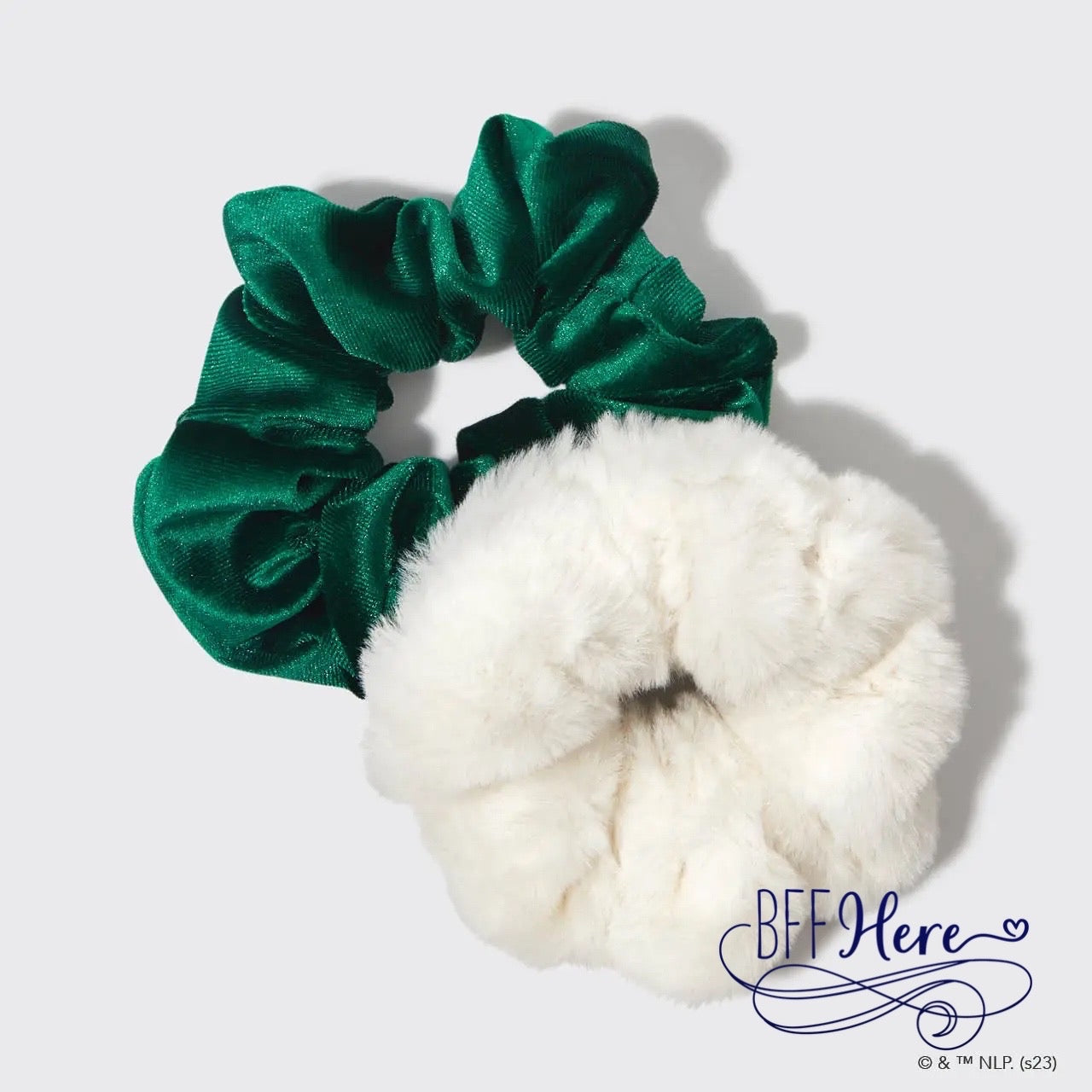 Elf X Kitsch Scrunchies 2pc - White & Green - BFF Here