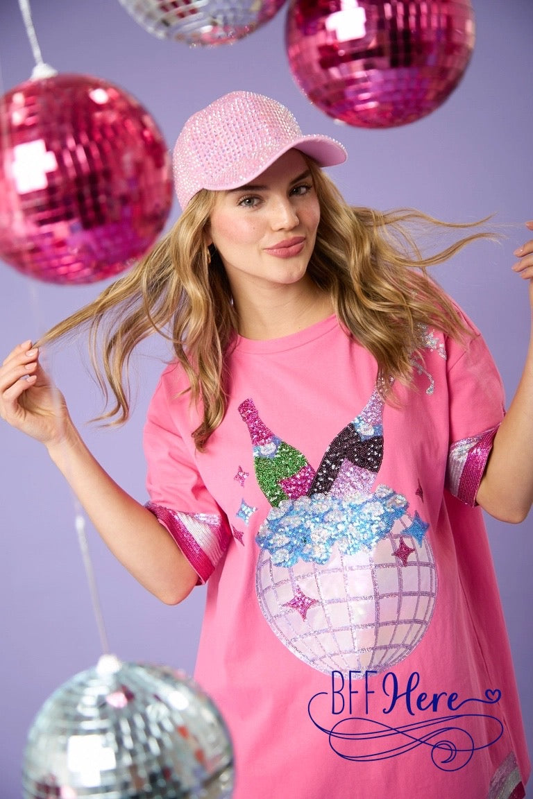 Bubbly Brilliance: The Champagne Bottle Disco Sequin Dress / Choice of Color - BFF Here