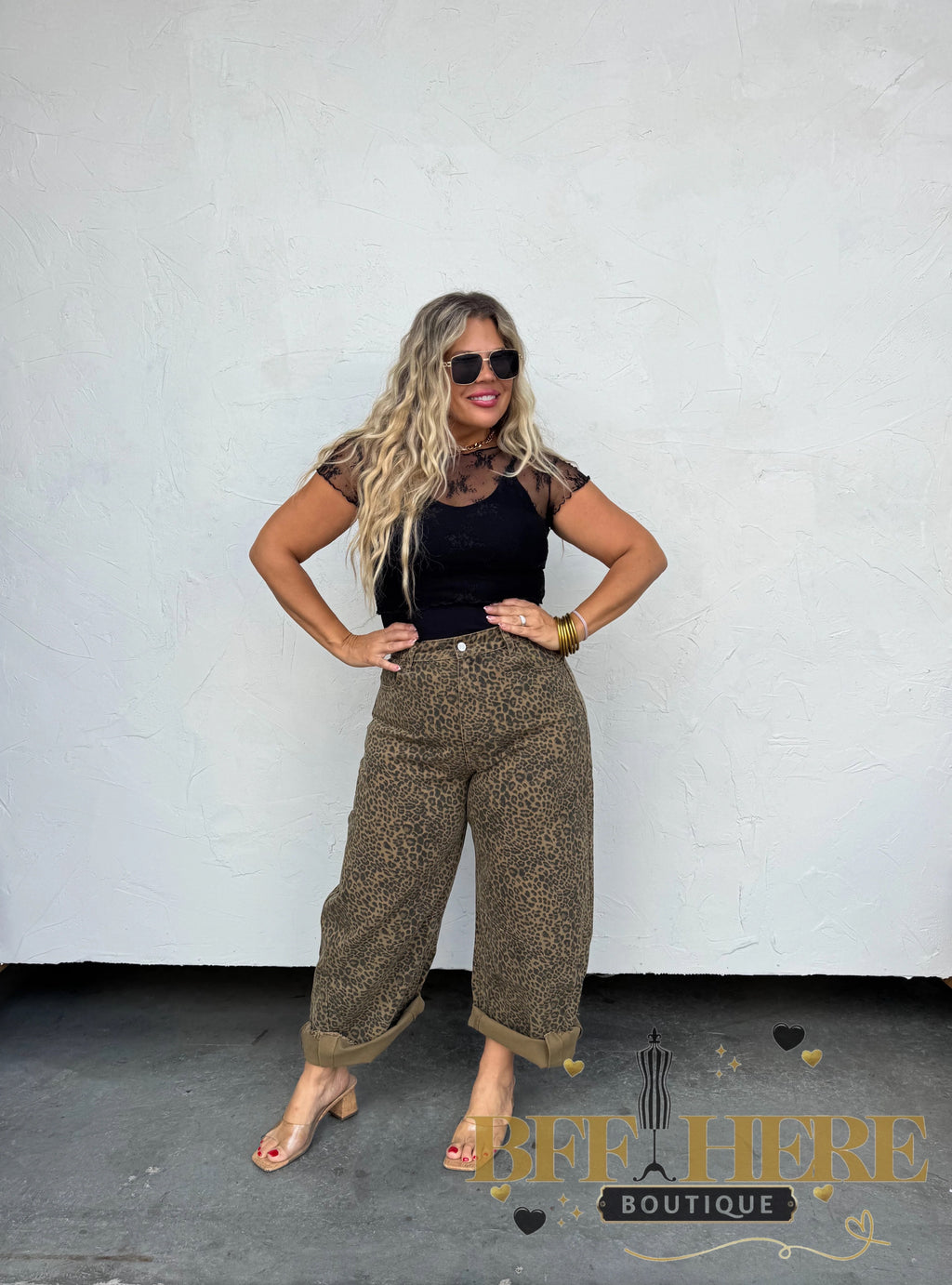 Cheetah Barrel Jeans by Blakeley - BFF Here