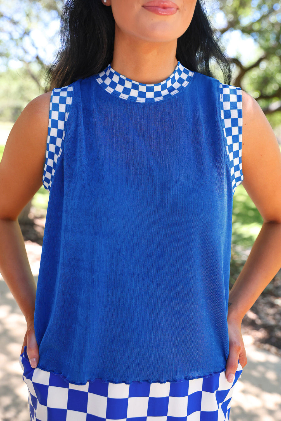 PREORDER: Checkmate Ribbed Tank / Blue by Jess Lea (ETA: July)