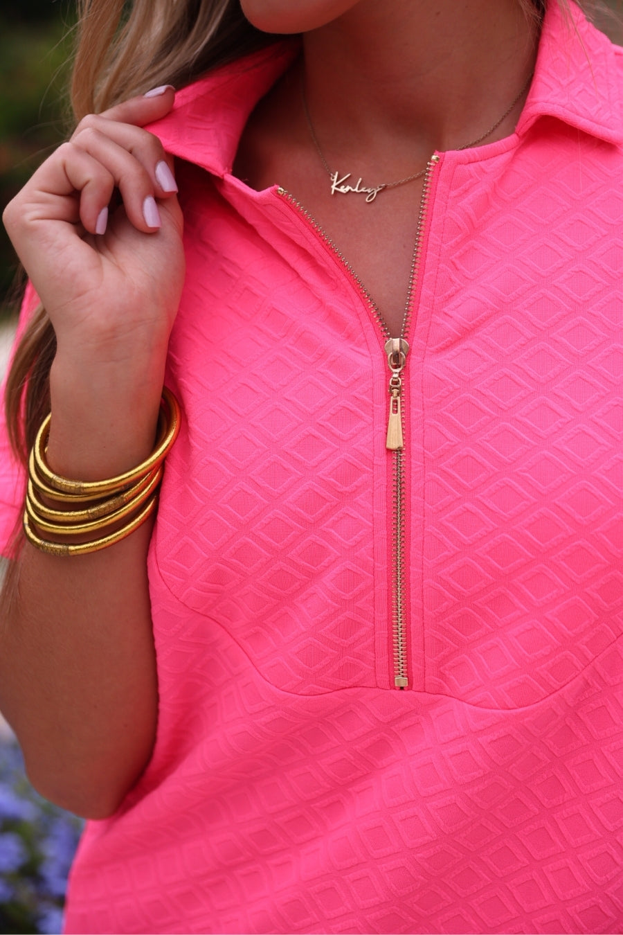 Ezra Textured Zipper Dress / Hot Pink by Jess Lea - BFF Here