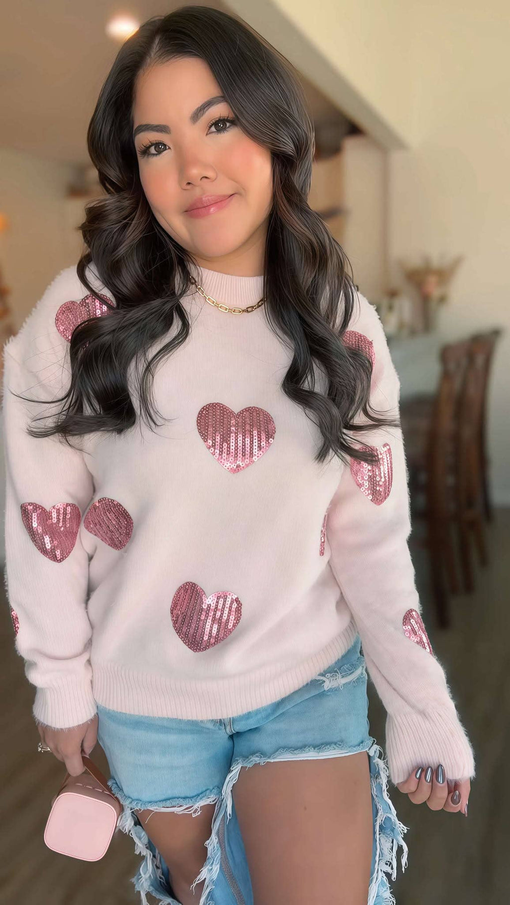 Victoria Sequin Heart Ultra Soft Sweater by JadyK - BFF Here