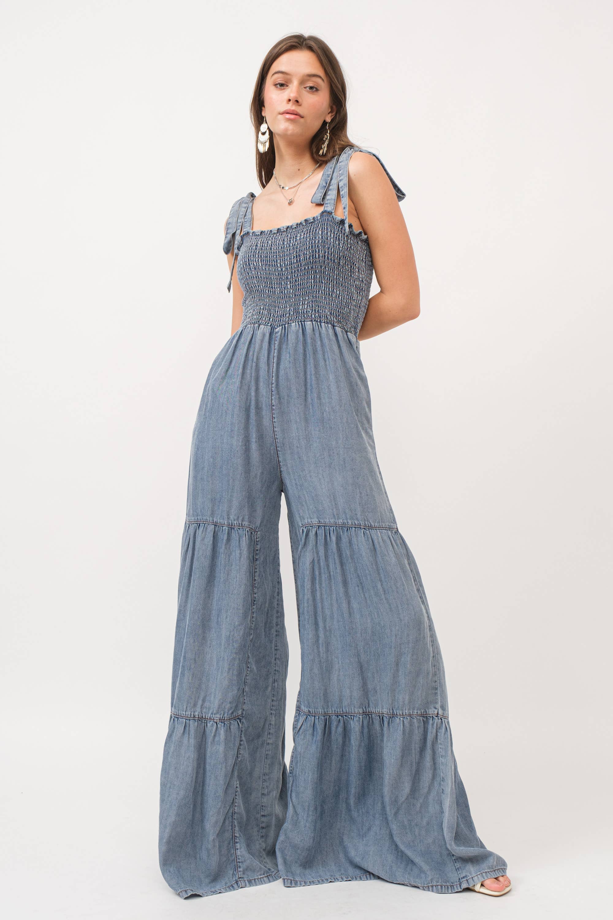 Denim Dreams Smocked Jumpsuit - BFF Here