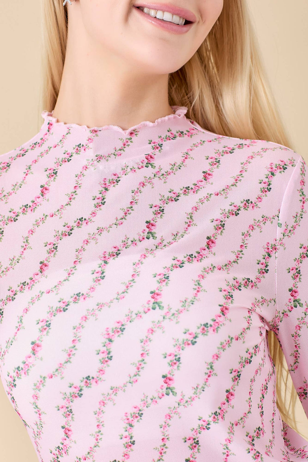 Blushing Floral Mesh Top - BFF Here