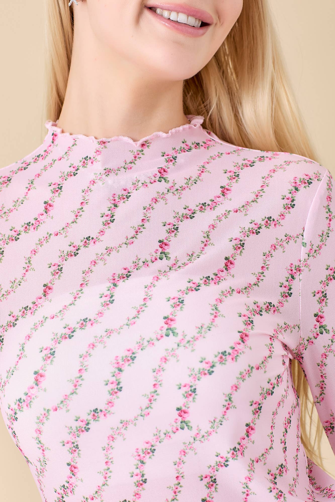 Blushing Floral Mesh Top - BFF Here