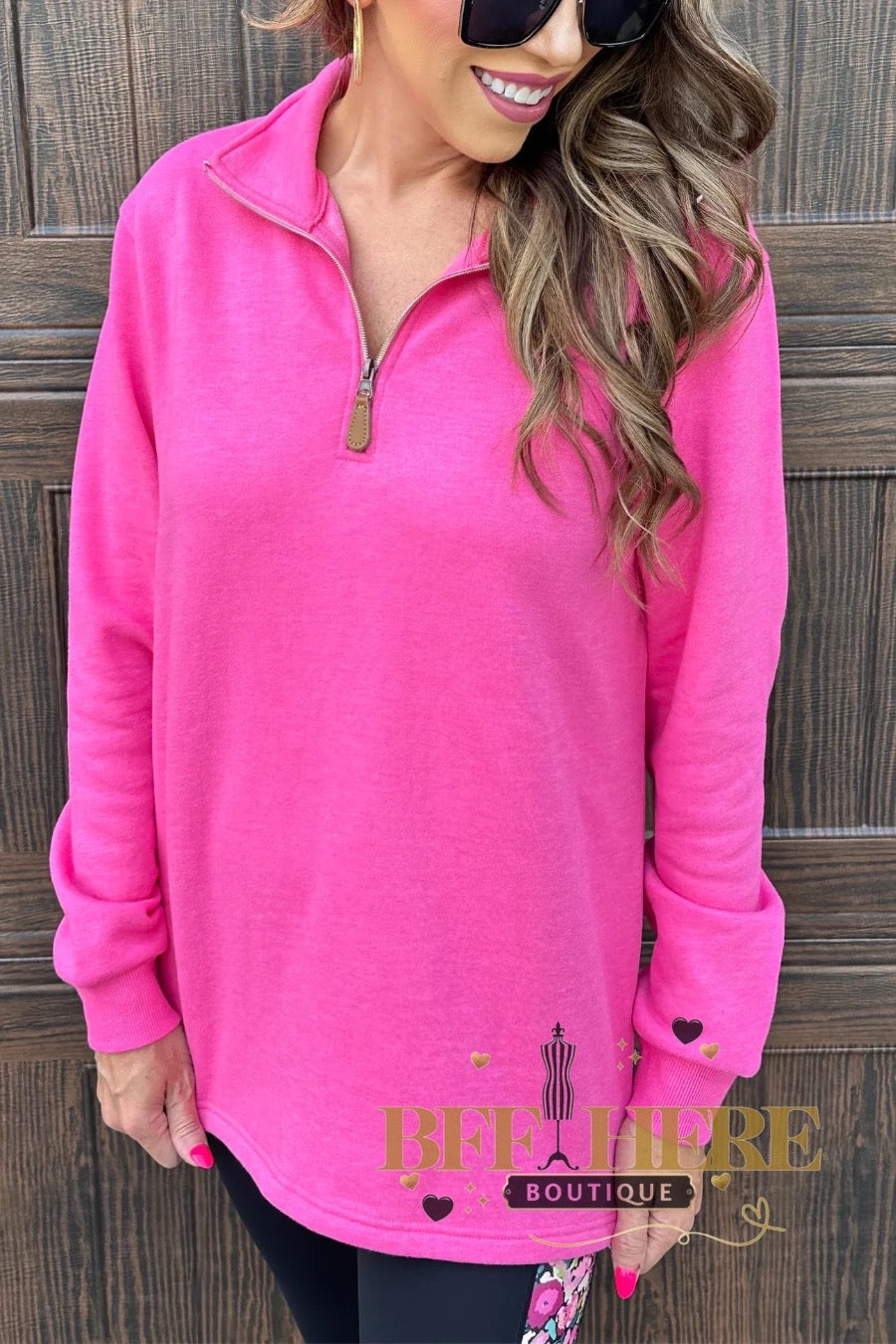 Miley Quarter Zip Pullover by Jess Lea / Pink - BFF Here