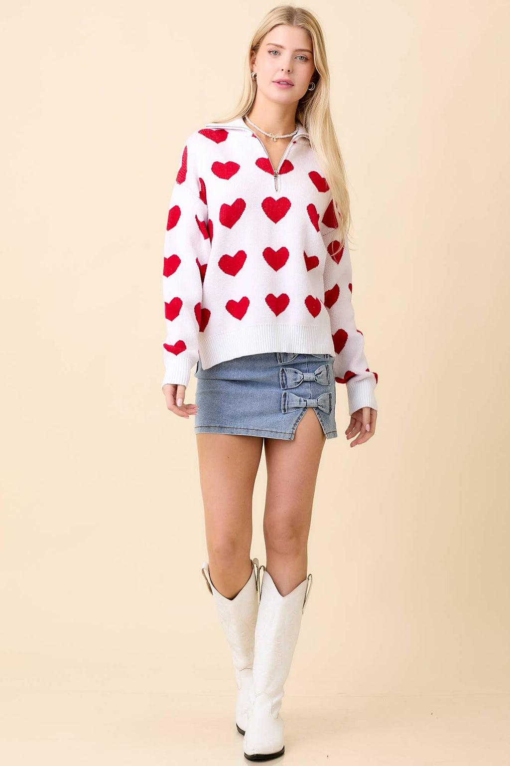 Love Struck Half-Zip Sweater - BFF Here