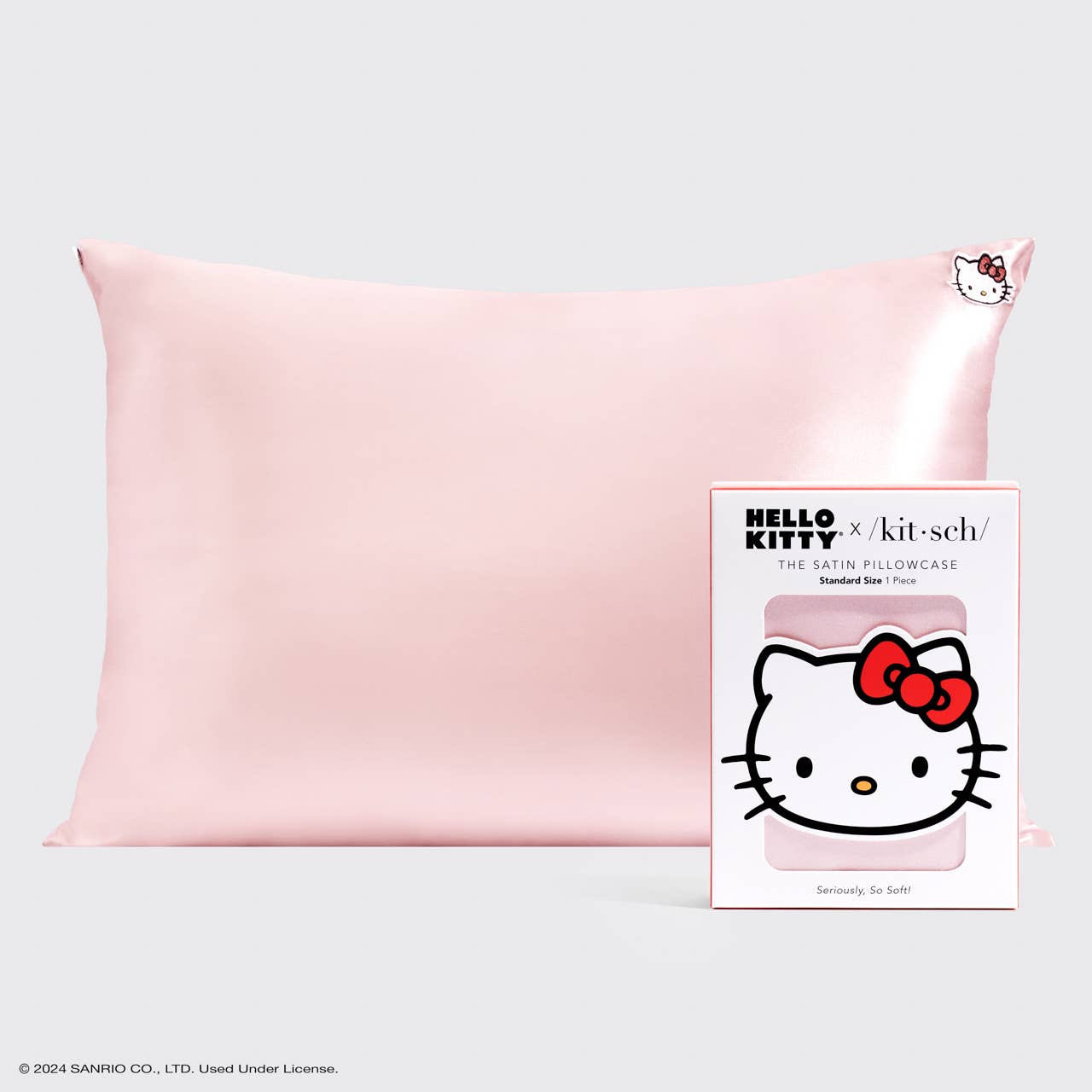 Hello Kitty x Kitsch Pillowcase Standard - Solid Pink Kitty Face - BFF Here