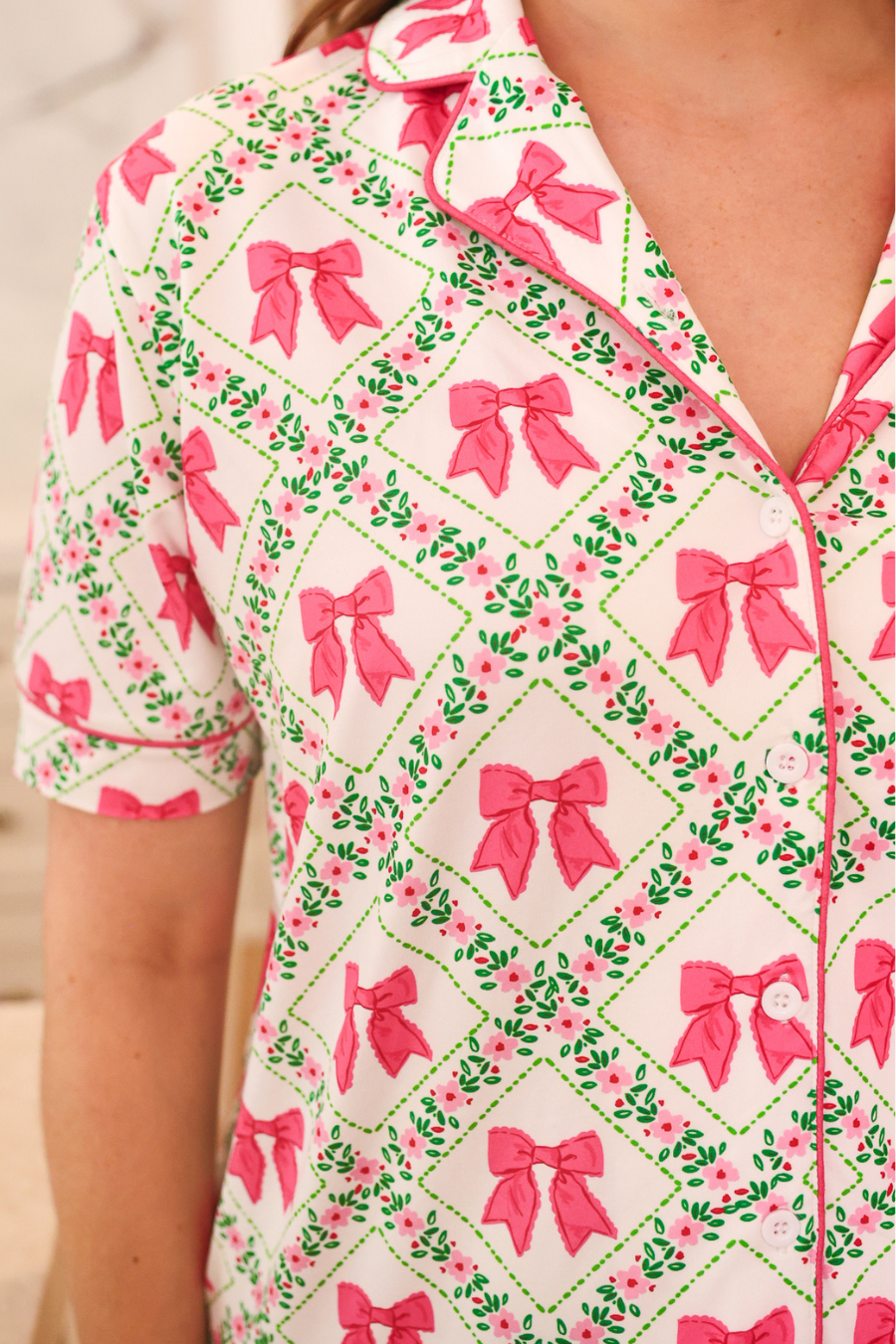 PREORDER: Pretty Lattice Bow Ruffle Pajama Set by Jess Lea (ETA: January)